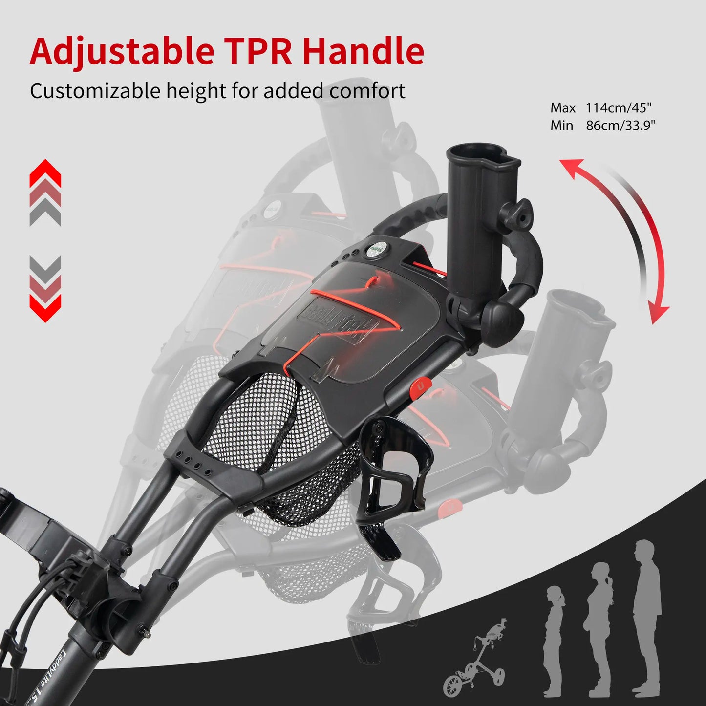 CaddyTek CaddyLite 15.3 V2 Golf Push Cart | Ultra-Lightweight at 15.3 lbs | Compact Quad-Fold Design