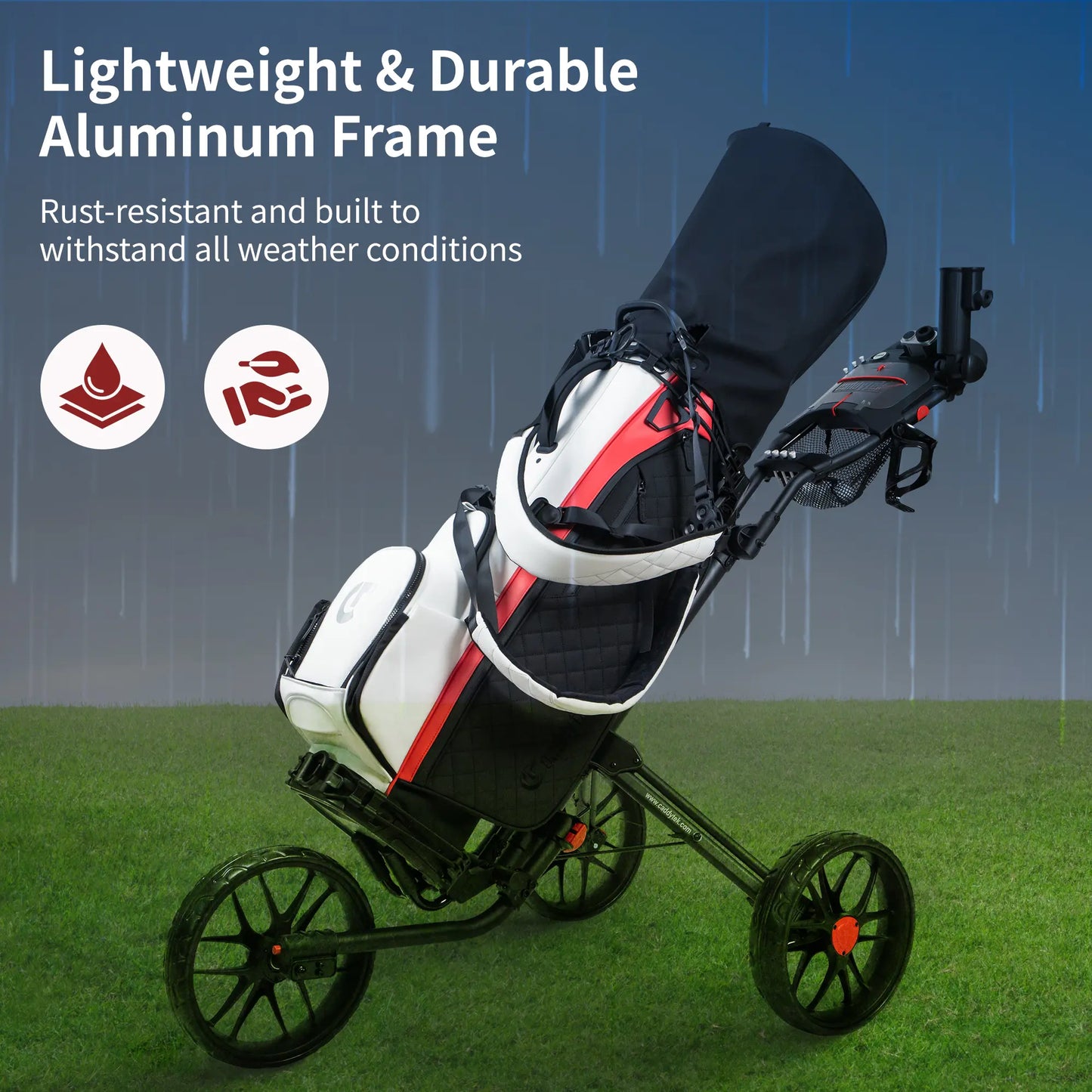 CaddyTek CaddyLite 15.3 V2 Golf Push Cart | Ultra-Lightweight at 15.3 lbs | Compact Quad-Fold Design