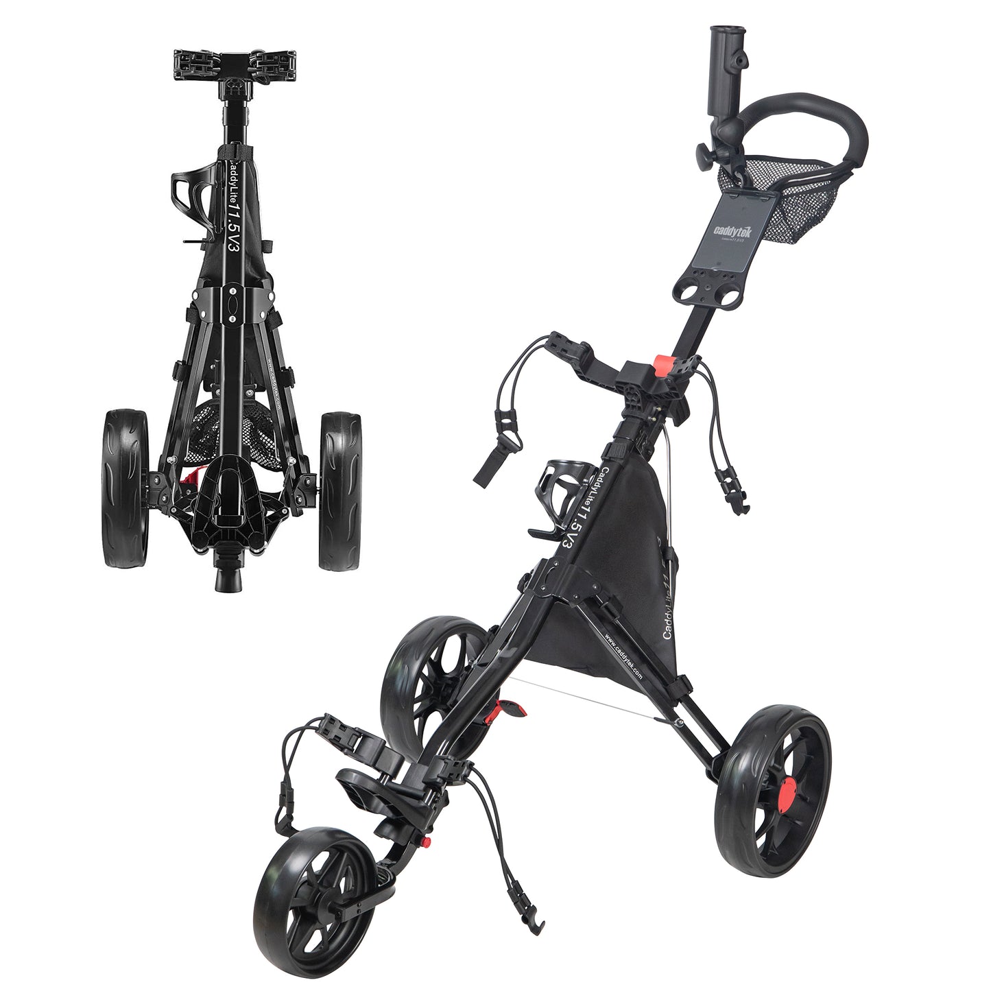 CaddyLite 11.5 V3 3-Wheel Golf Push Cart - Lightweight & Easy Fold | CaddyTek