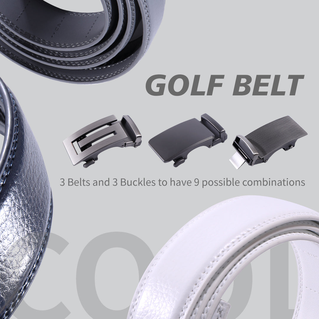 CaddyTek Cool Edition Golf Belt Set | No-Hole Micro-Adjust | 9 Style Combos | 24"-44" Fit