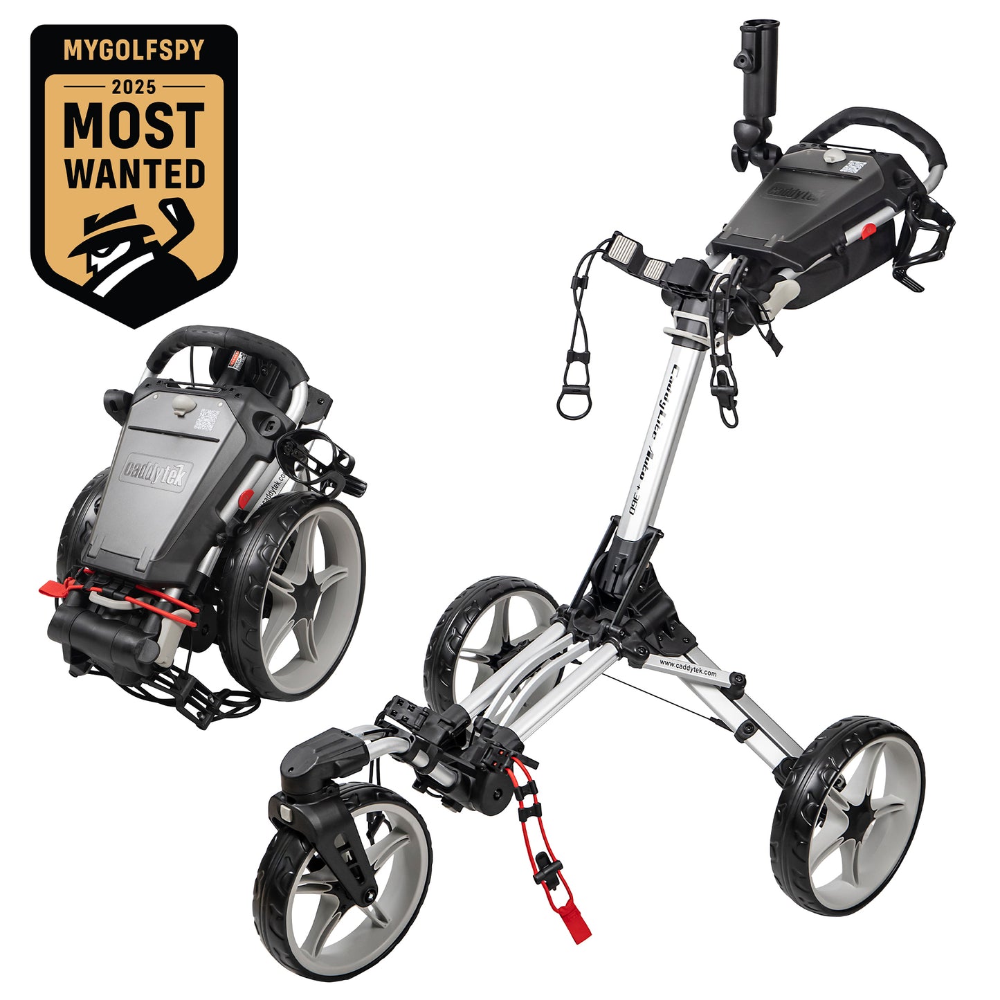 Caddytek CaddyLite Auto+360 Golf Push Cart | One-Button Auto Fold & 360° Swivel Wheel