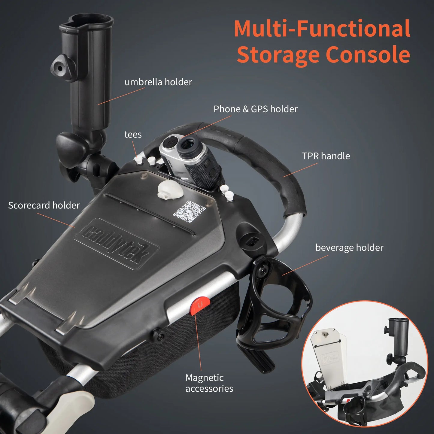 Caddytek CaddyLite Auto+360 Golf Push Cart | One-Button Auto Fold & 360° Swivel Wheel