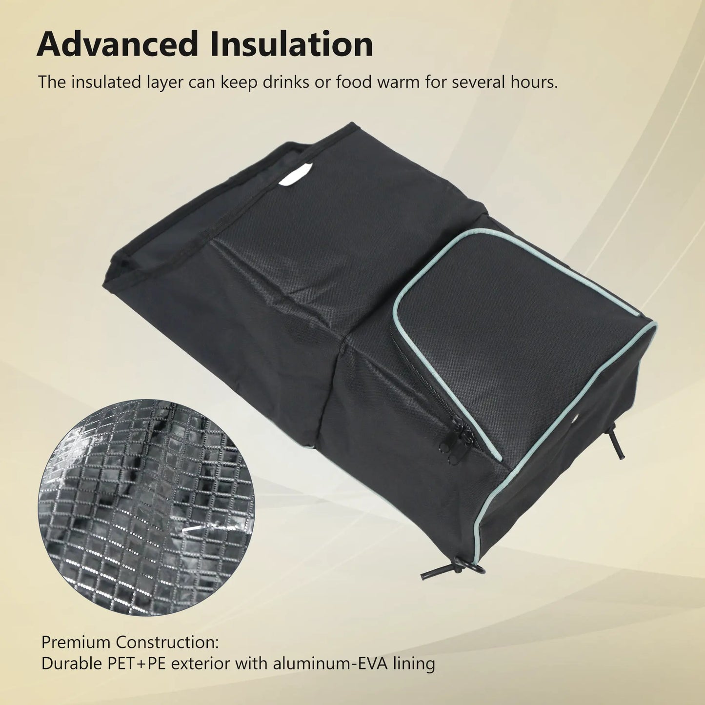 Caddytek Universal Thermal & Storage Bag for Golf Push Carts | Dual-Compartment Insulated Design | 6-Can Capacity | Fits Auto+360 & Compact