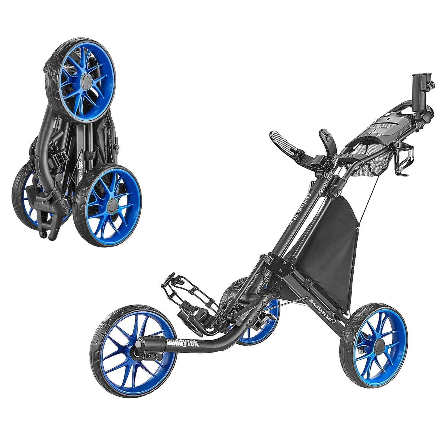 CaddyTek Caddylite EZ V8 Golf Push Cart | EZ-Fold 2-Step Design | Under 18.5 lbs | 3-Wheel
