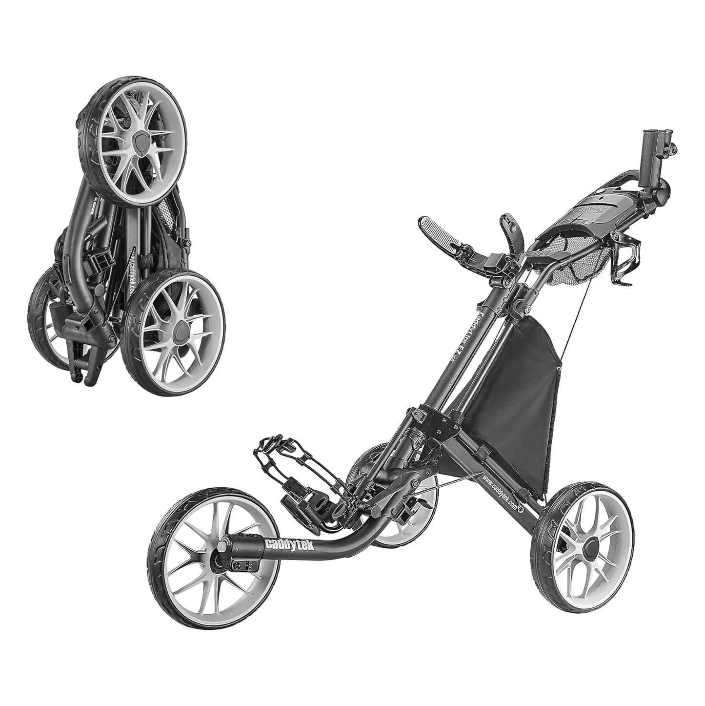 CaddyTek Caddylite EZ V8 Golf Push Cart | EZ-Fold 2-Step Design | Under 18.5 lbs | 3-Wheel