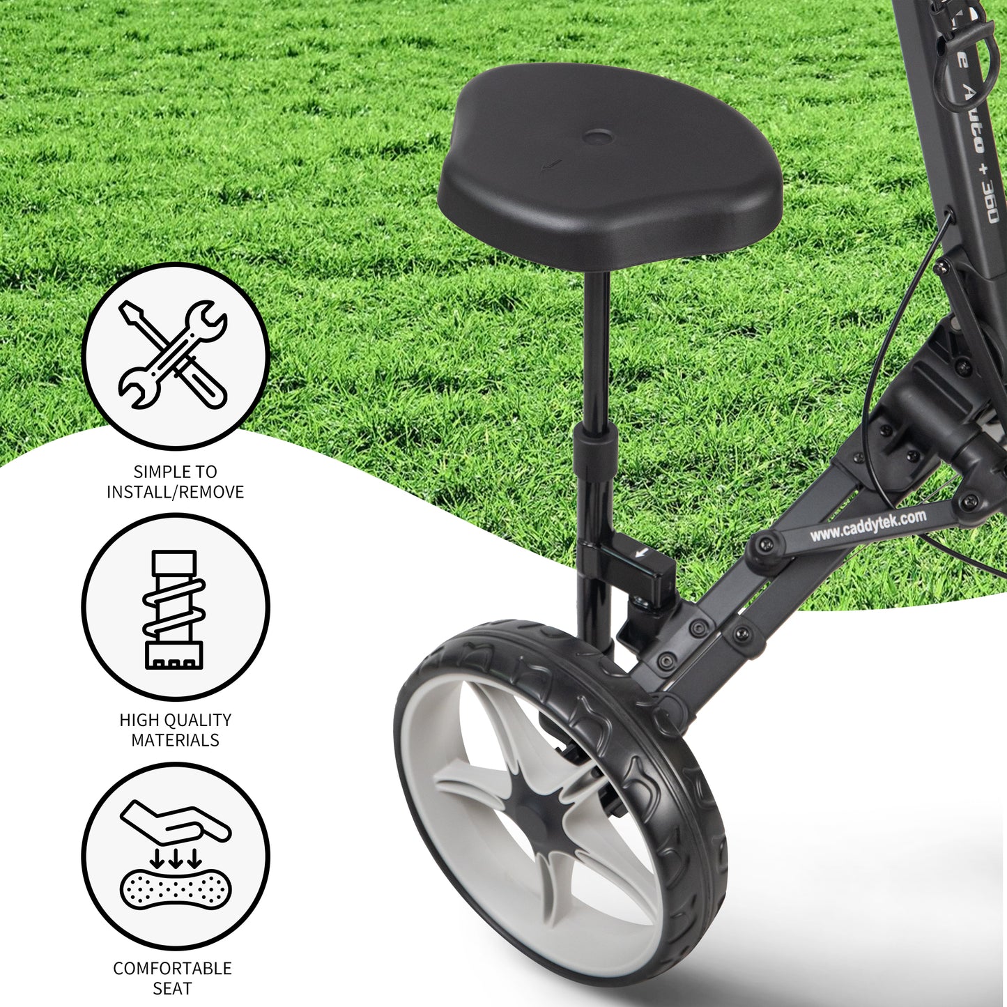 Caddytek CaddyLite Auto+360 Golf Push Cart & Removable Seat
