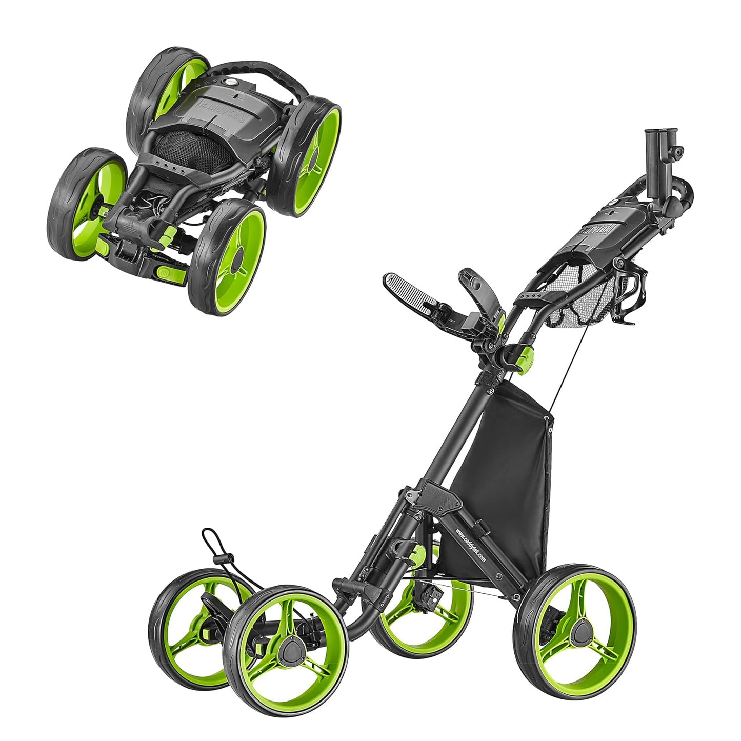 CaddyTek Explorer V8 Golf Push Cart | 2-Step Folding & Adjustable Front Wheels | Wide Stability Base