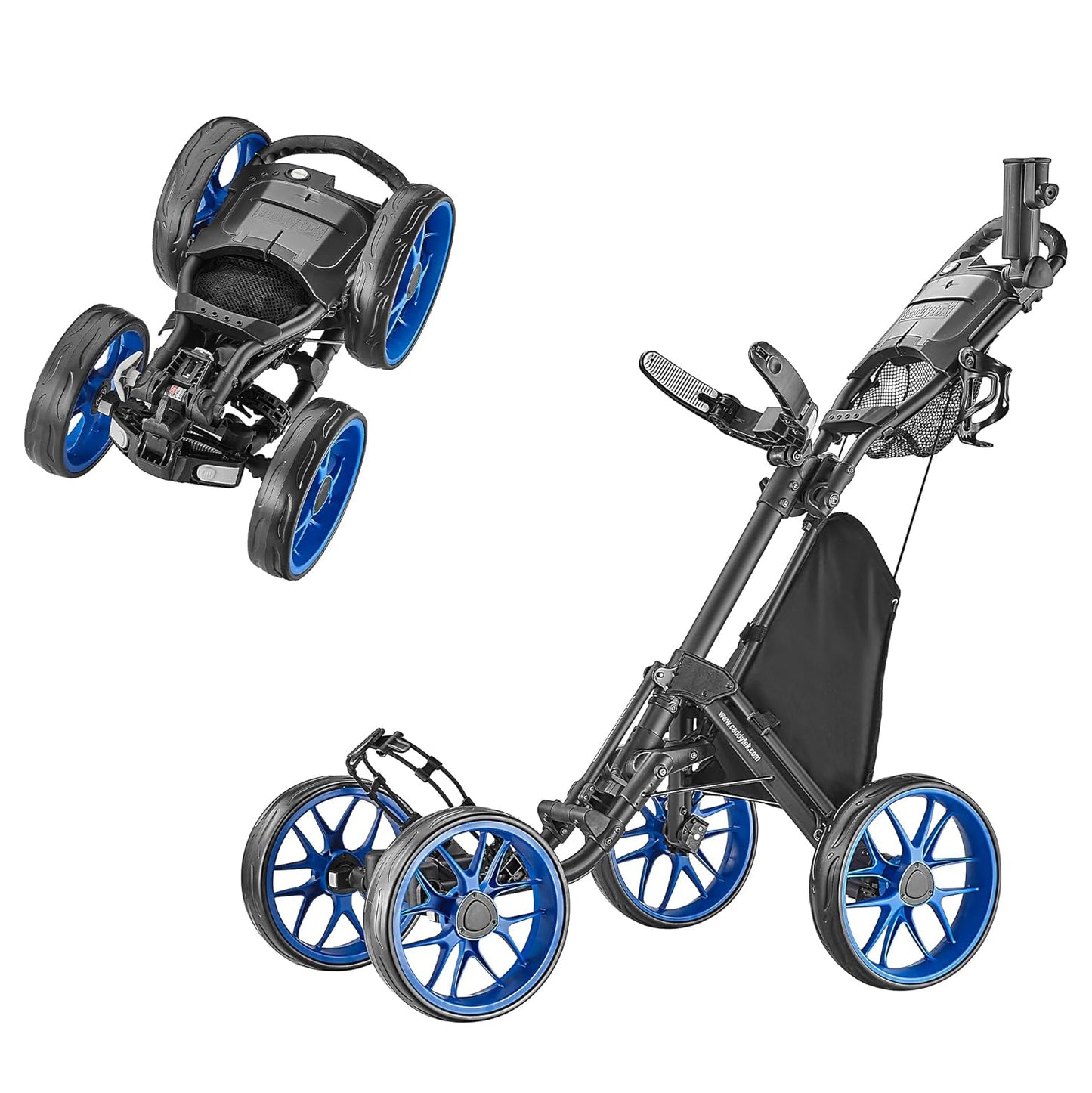CaddyCruiser ONE V8 4-Wheel Golf Push Cart | Ultra-Lightweight Under 17 lbs | One-Click Folding