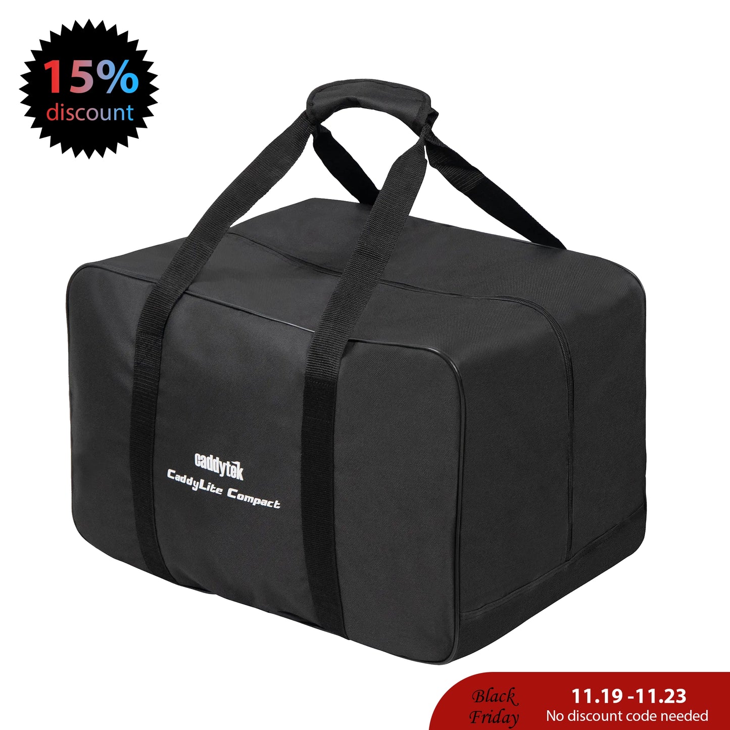 CaddyTek Push Cart Carry Bag | Waterproof Storage & Travel Case for Compact Carts, Black