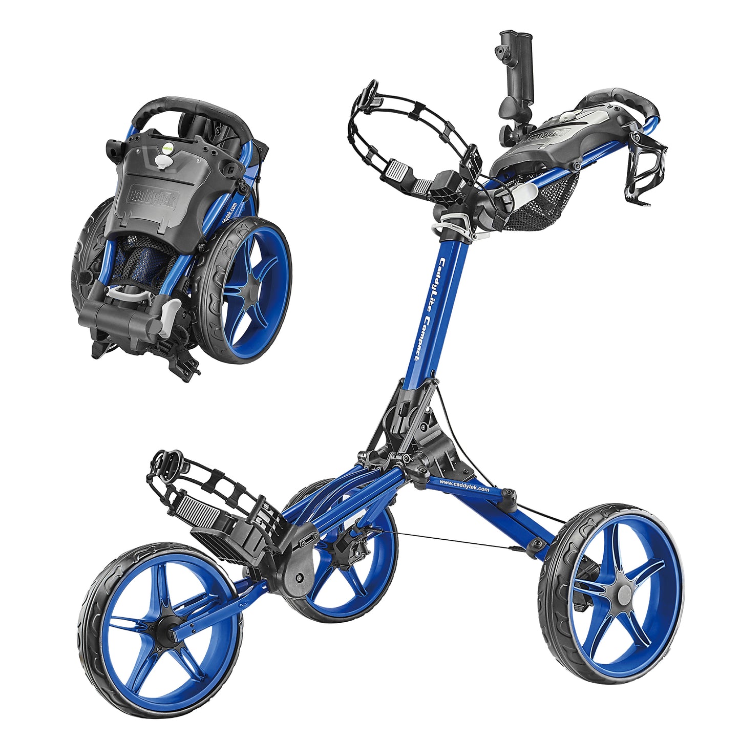 Caddytek CaddyLite Compact Golf Push Cart | Semi-Auto One-Click Fold | Widest 32" Stability Base