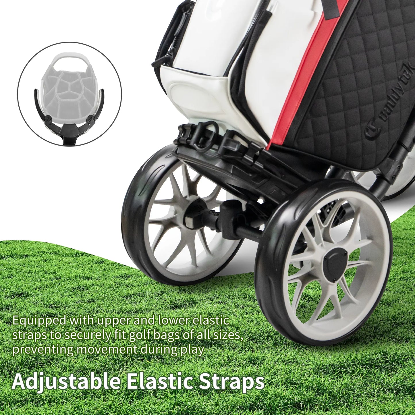 CaddyCruiser ONE V8 4-Wheel Golf Push Cart | Ultra-Lightweight Under 17 lbs | One-Click Folding