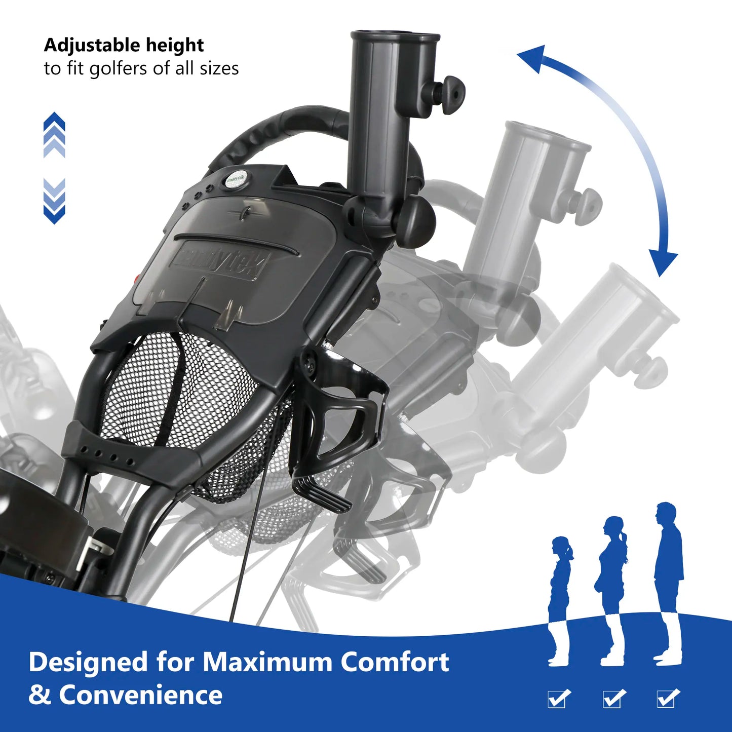 CaddyTek CaddyCruiser ONE Tour Golf Push Cart | 4-Wheel Stability & Swivel Front Wheel | One-Click Folding