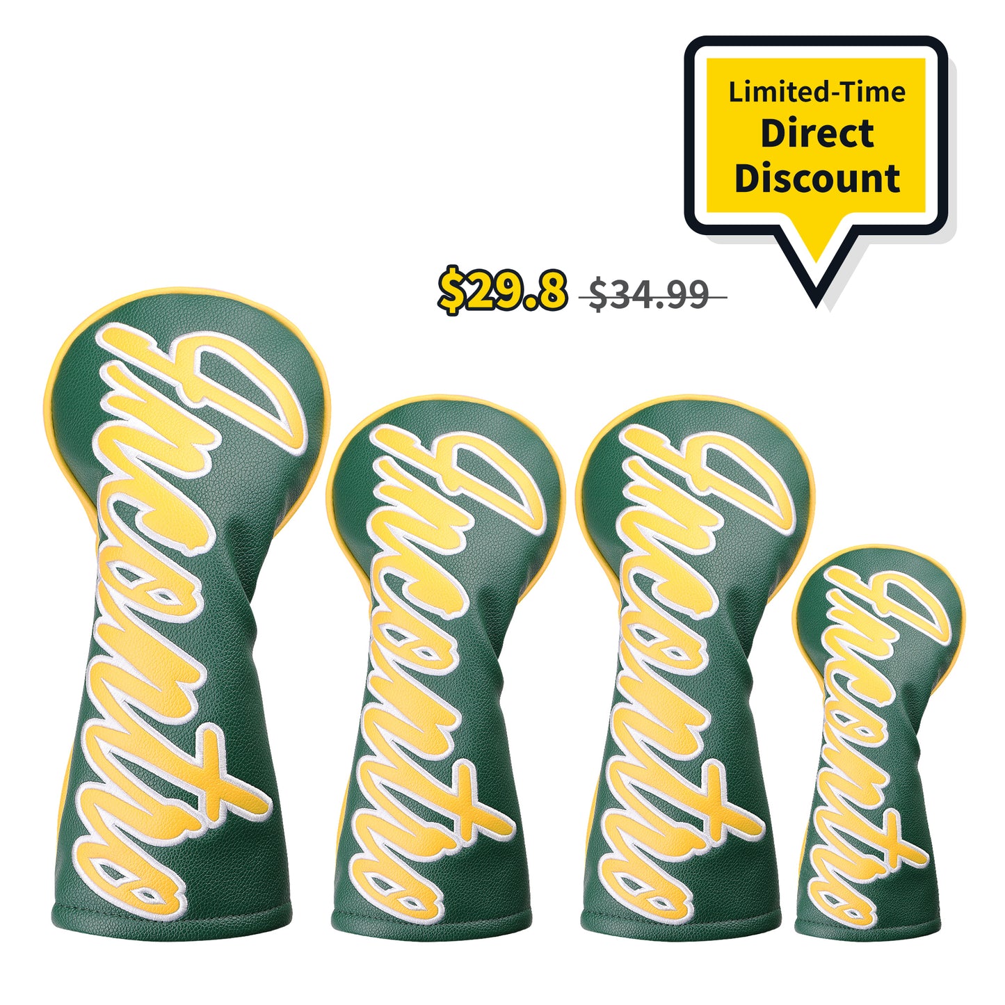 Caddytek Golf Club Head covers (3/4 - Piece Set) | Incontro sports series | Color - Block Design | Plush Lined | Fits Driver (460cc) / Fairway (200cc) / Hybrid (120cc)