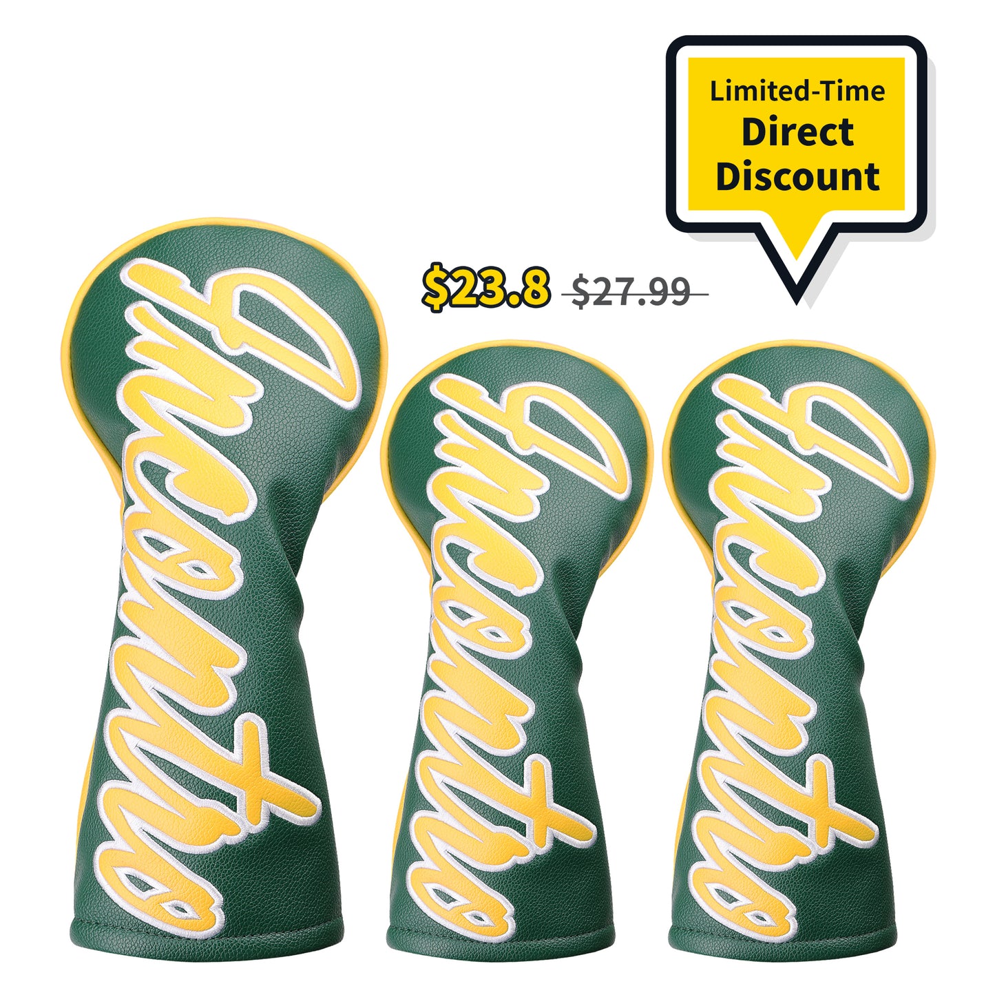 Caddytek Golf Club Head covers (3/4 - Piece Set) | Incontro sports series | Color - Block Design | Plush Lined | Fits Driver (460cc) / Fairway (200cc) / Hybrid (120cc)