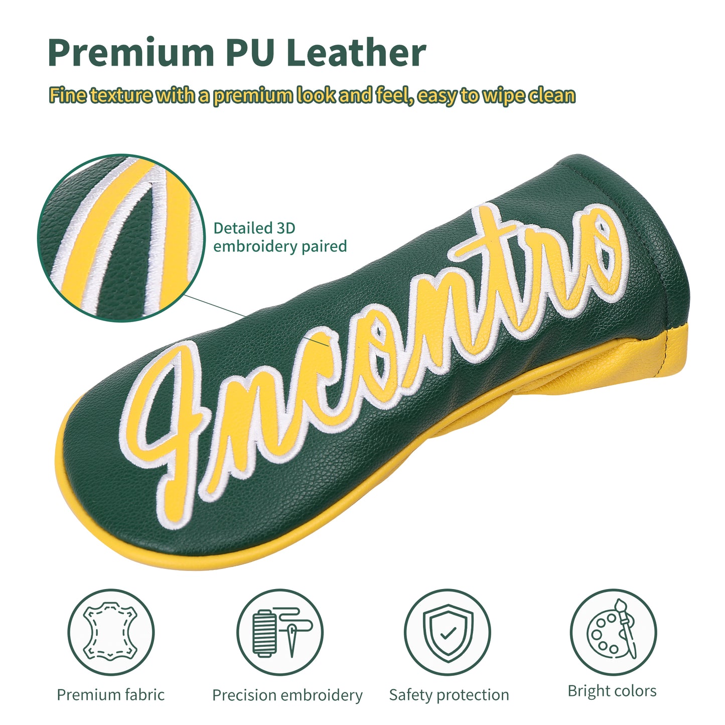 INCONTRO Golf Club Head covers (3/4 - Piece Set) | Color - Block Design | Plush Lined | Fits Driver (460cc) / Fairway (200cc) / Hybrid (120cc)