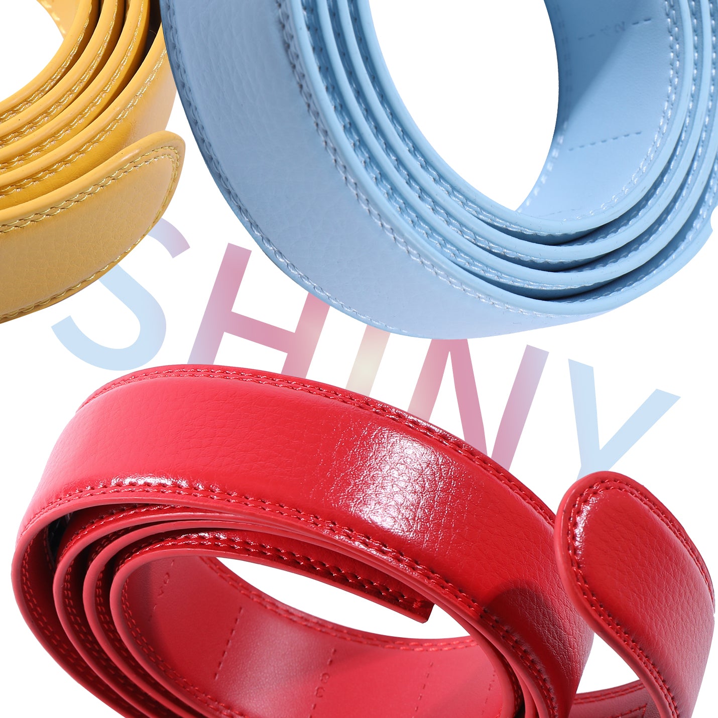 CaddyTek Shiny Edition Golf Belt Set | 9 Style Combos | No-Hole Ratchet Fit | 3 Leather Belts & 3 Buckles