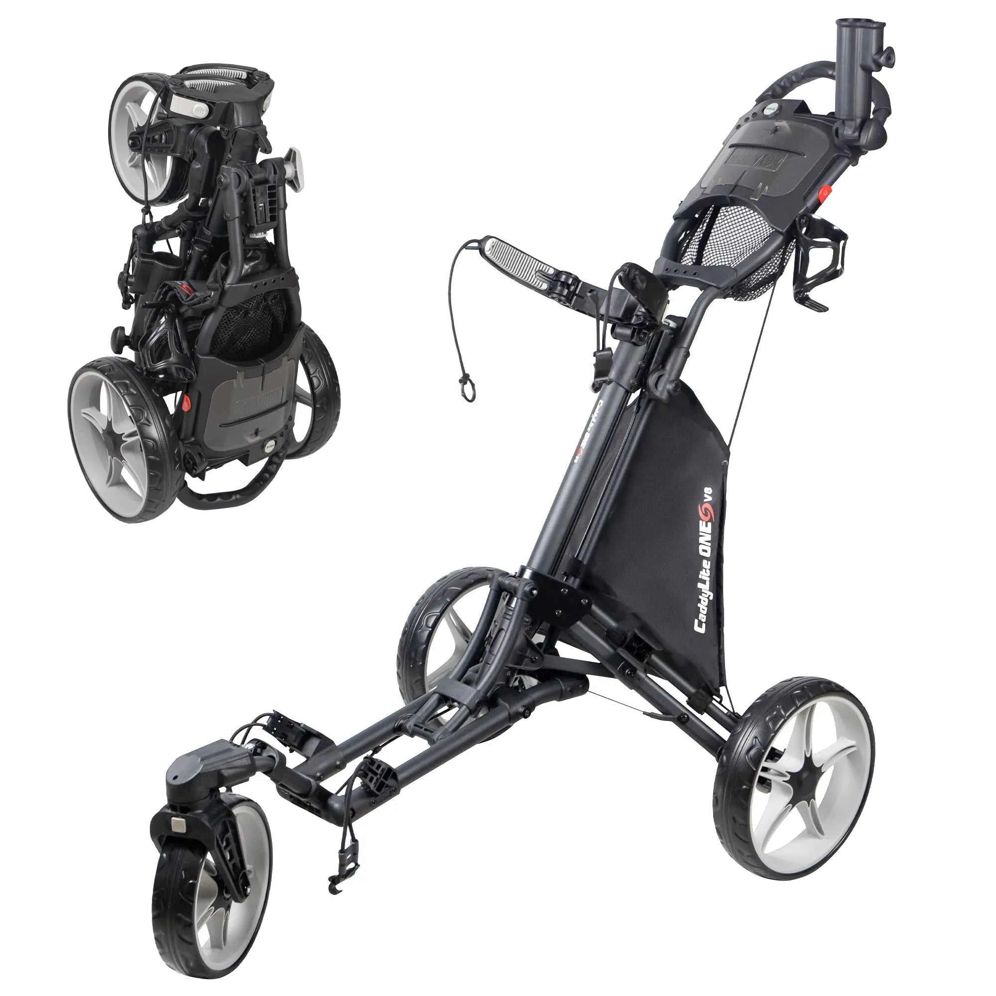 Caddytek CaddyLite ONE Swivel v8 Golf Push Cart | One-Click Auto Fold