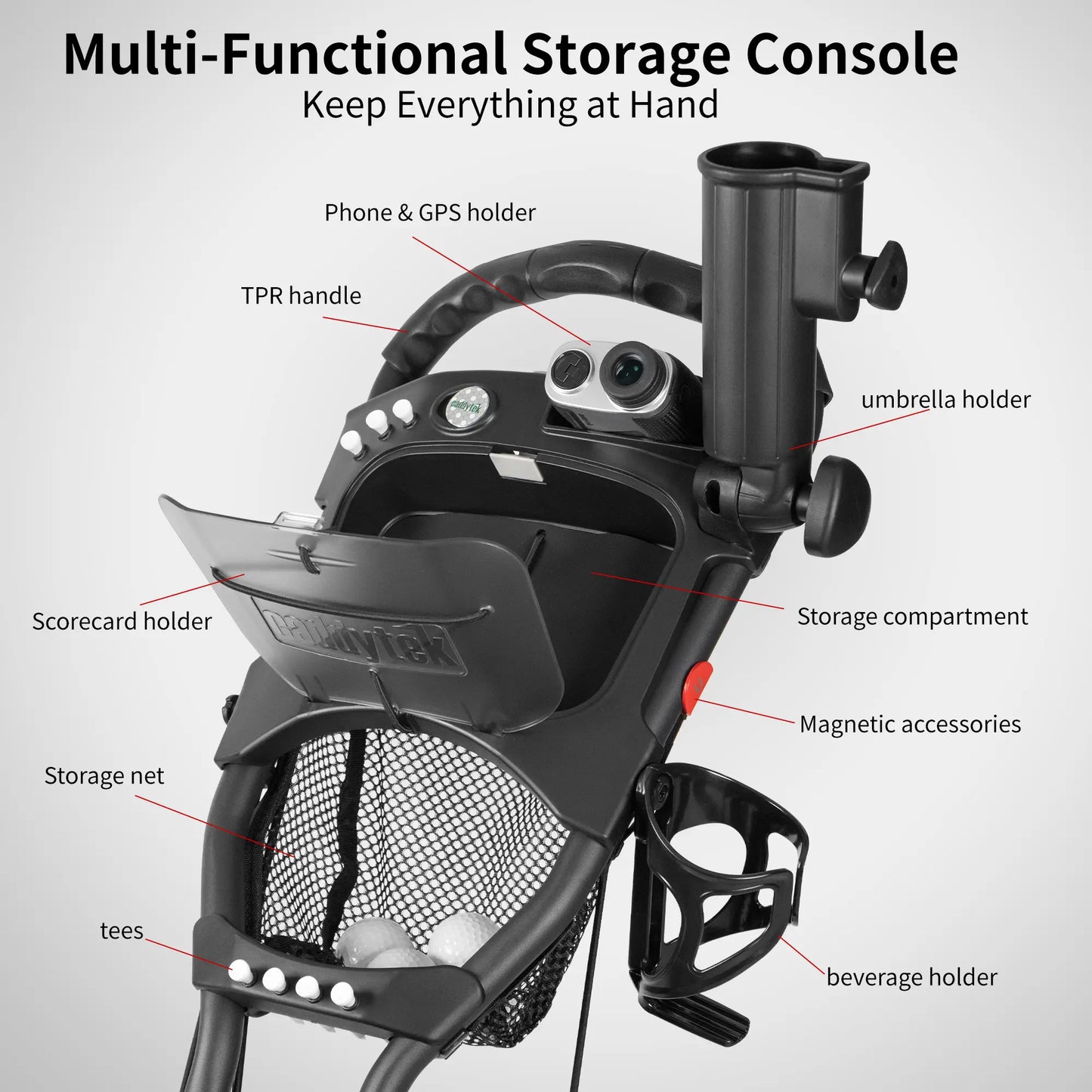 Caddytek CaddyLite ONE Swivel v8 Golf Push Cart | One-Click Auto Fold & Swivel Wheel | Black Friday Deal