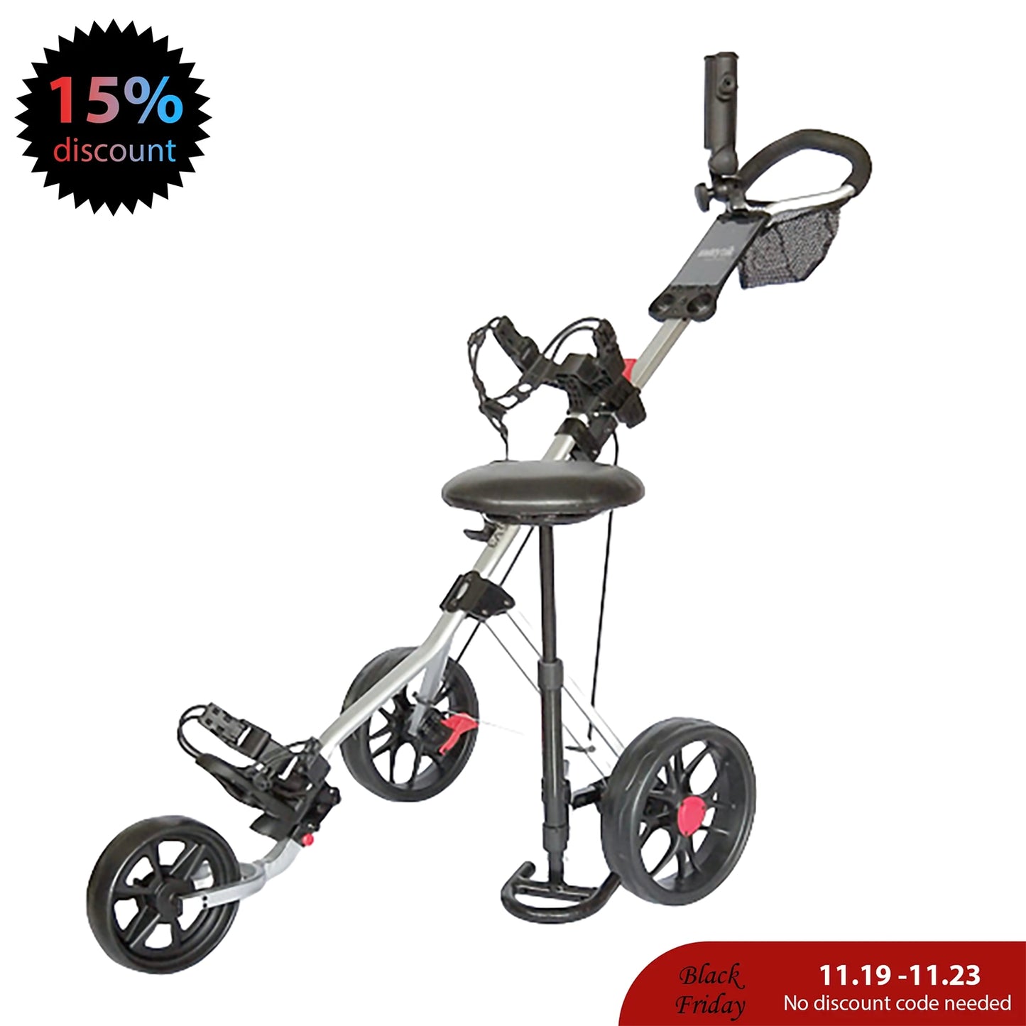 CaddyTek Removable Seat for CaddyLite 11.5 Series | Bracket Stays On When Folded | Ultra-Lightweight