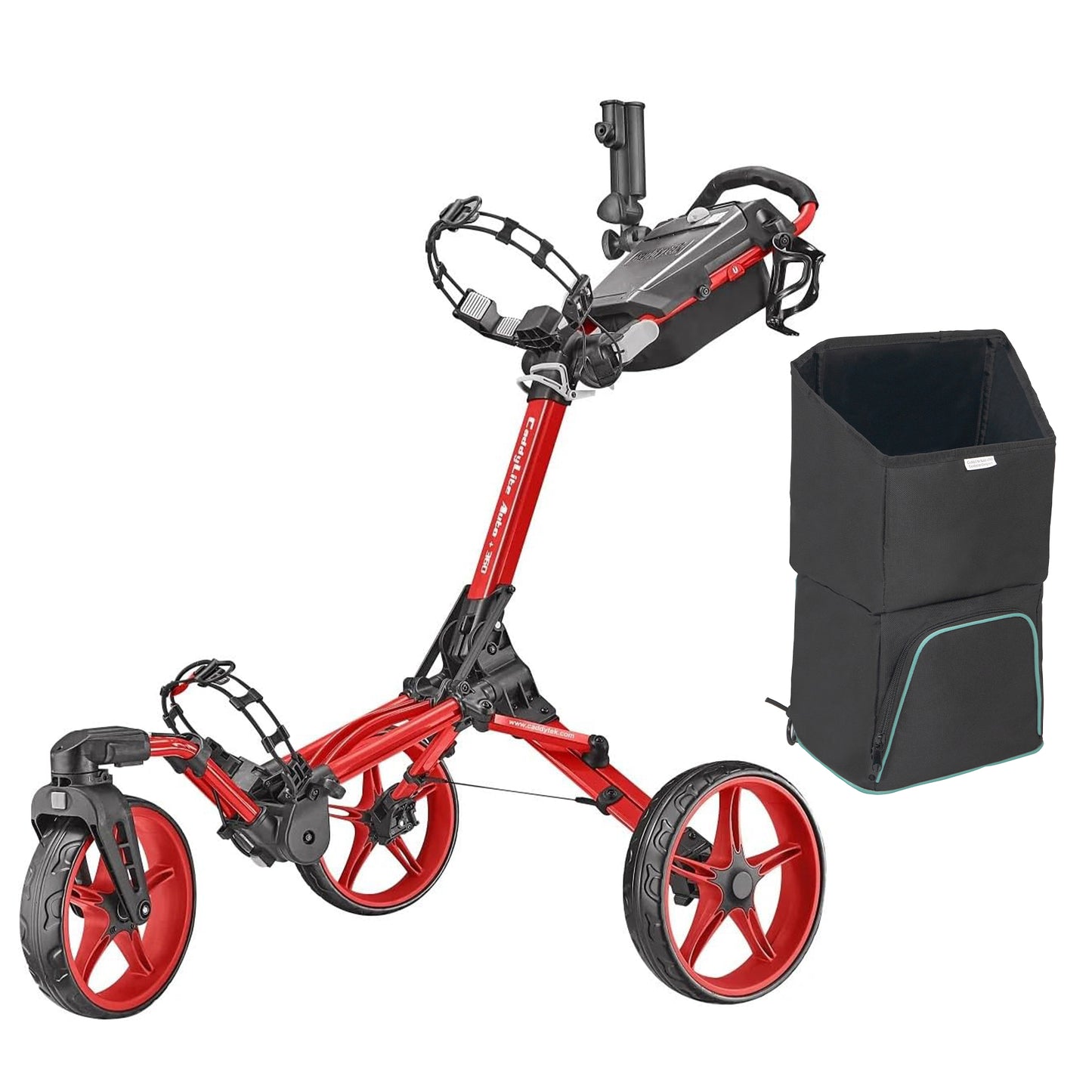 Caddytek CaddyLite Auto+360 Golf Push Cart & Cooler bag