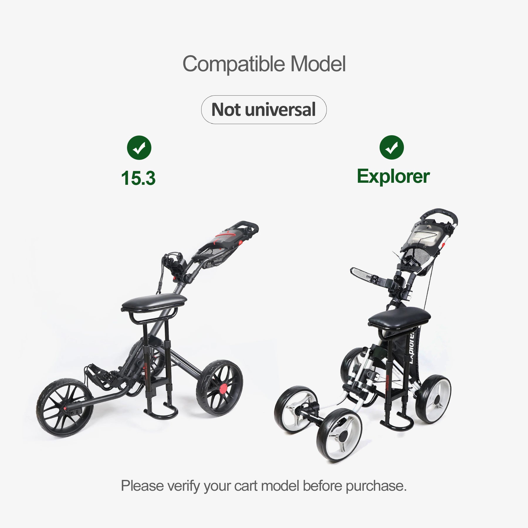 CaddyTek Removable Seat for Explorer & 15.3 Series | Stable Mounting | Model-Specific Fit