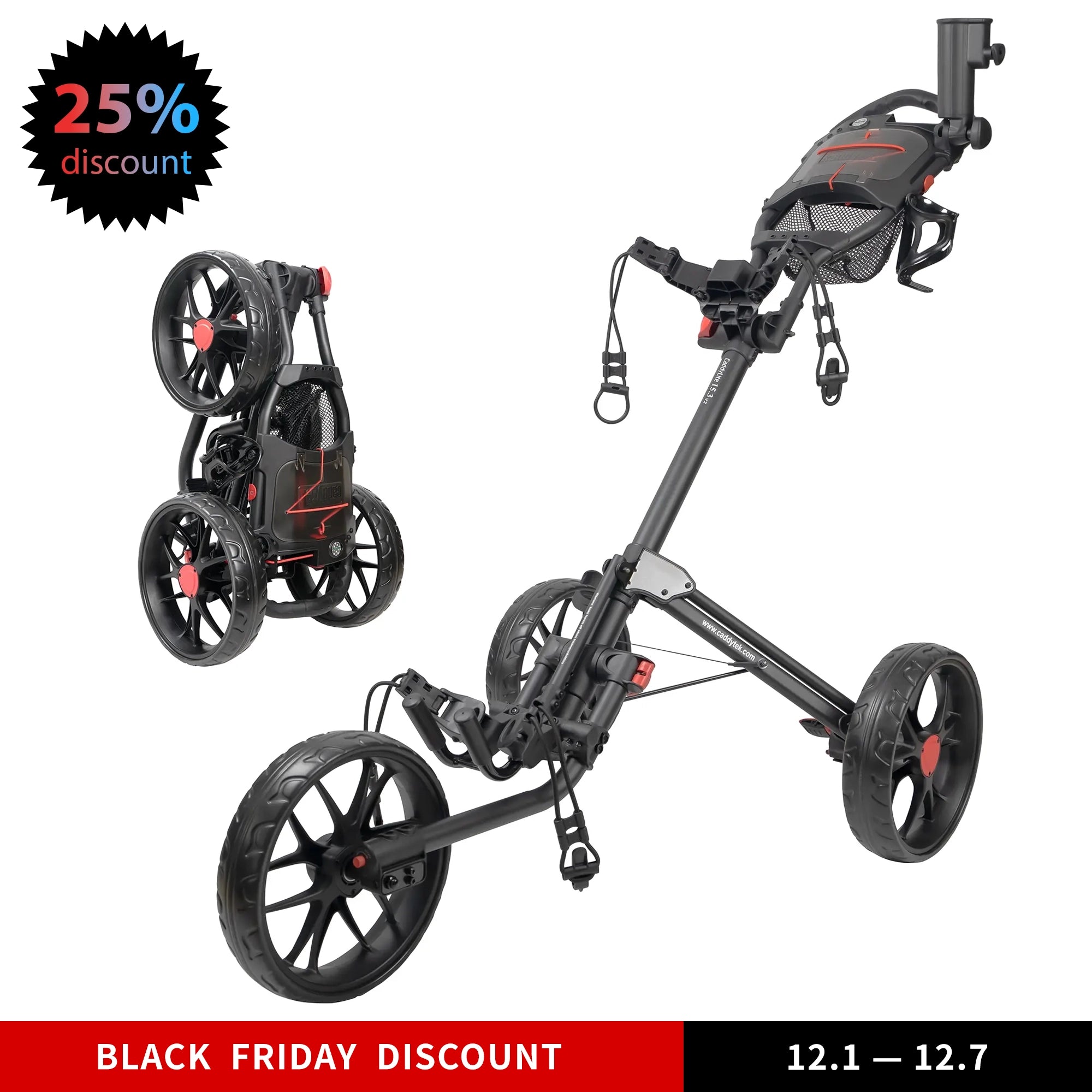 ゴルフカート 4輪　CaddyTek CaddyTek CaddyLite 15.3 V2 Golf Push Cart | Ultra-Lightweight at 15.3