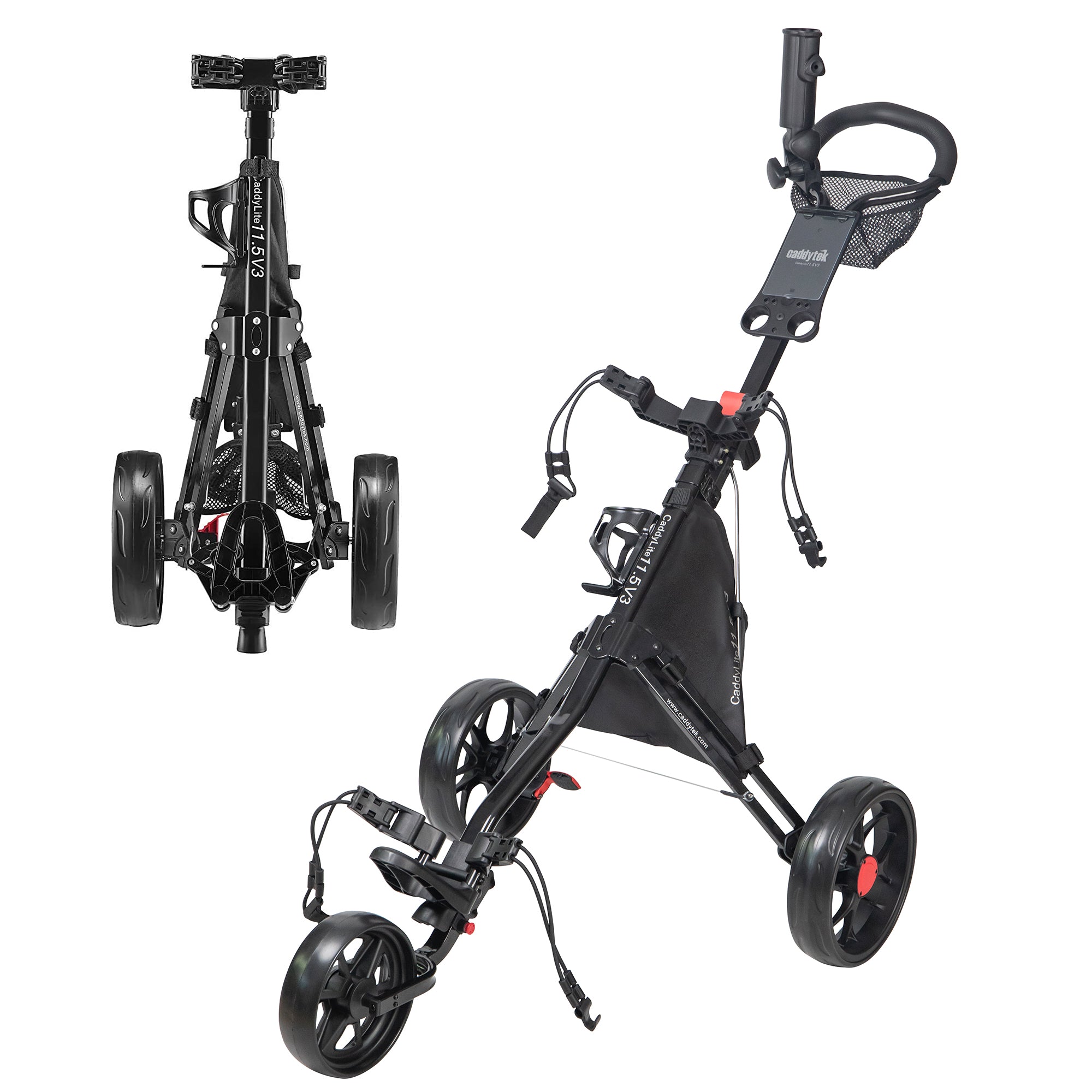 CaddyLite 11.5 V3 3-Wheel Golf Push Cart - Lightweight & Easy Fold | C