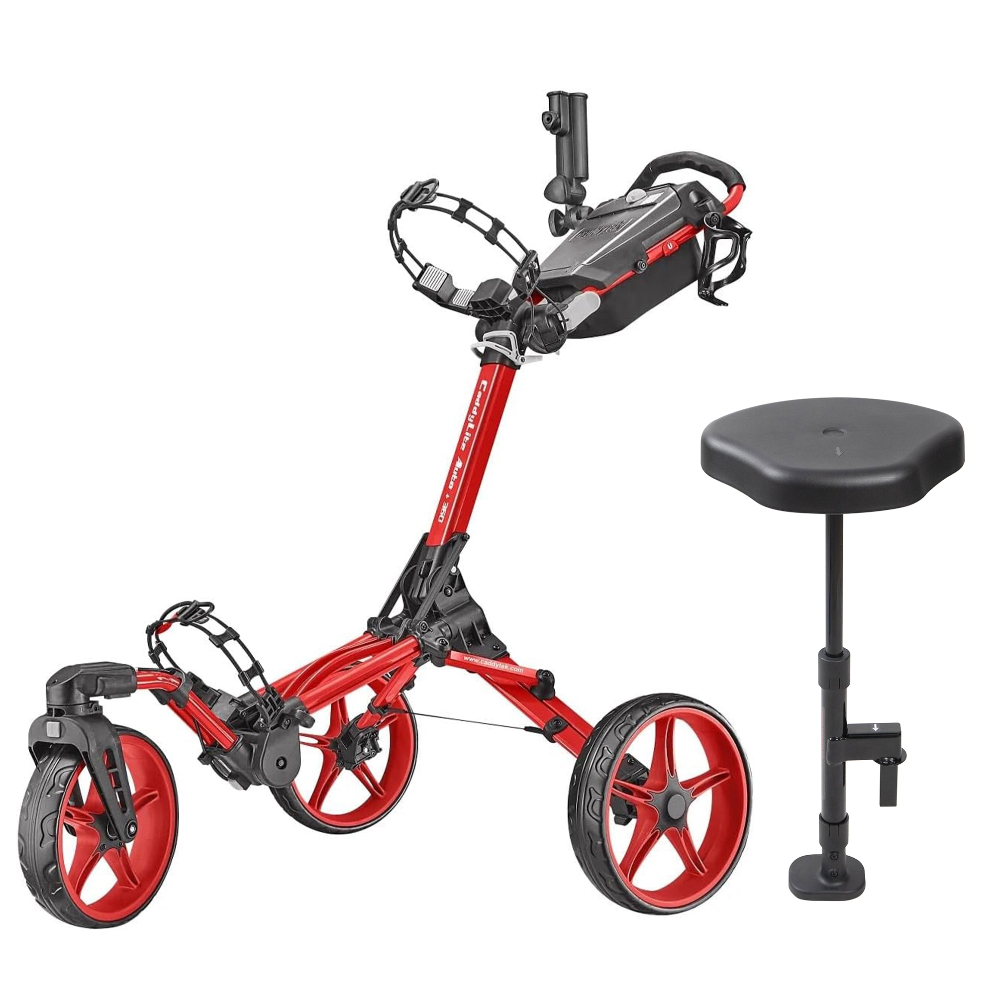 Caddytek CaddyLite Auto+360 Golf Push Cart & Removable Seat