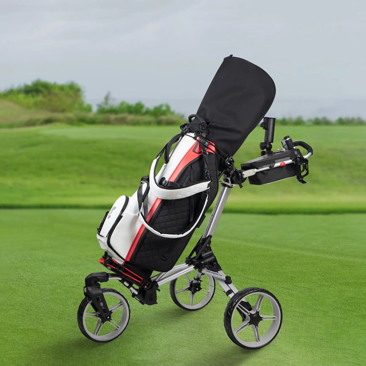 Caddytek CaddyLite Auto+360 Golf Push Cart | One-Button Auto Fold & 360° Swivel Wheel
