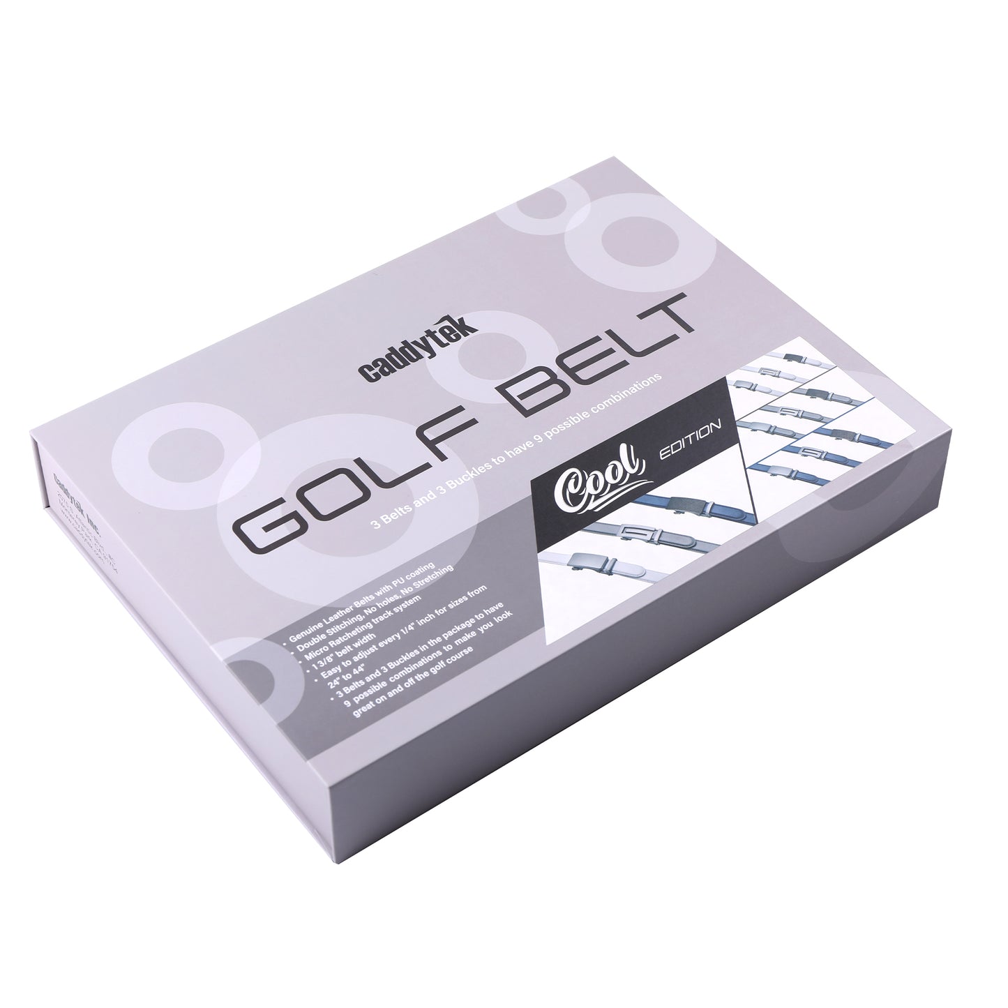 CaddyTek Cool Edition Golf Belt Set | No-Hole Micro-Adjust | 9 Style Combos | 24"-44" Fit