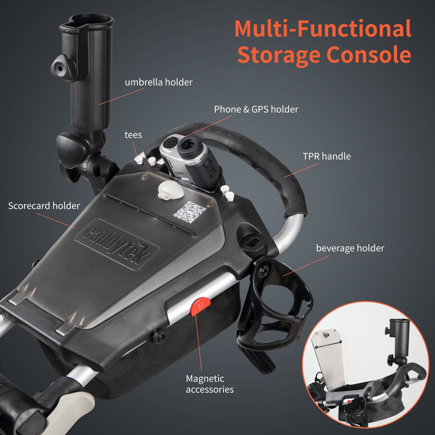 Caddytek CaddyLite Auto+360 Golf Push Cart & Removable Seat