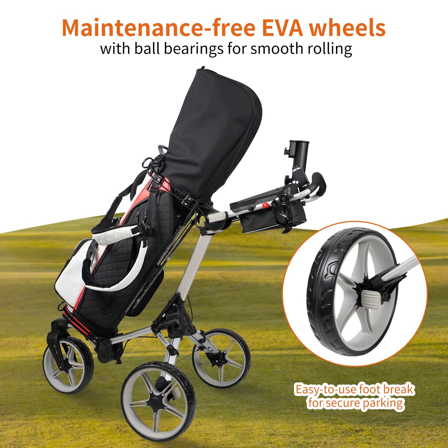 Caddytek CaddyLite Auto+360 Golf Push Cart | One-Button Auto Fold & 360° Swivel Wheel