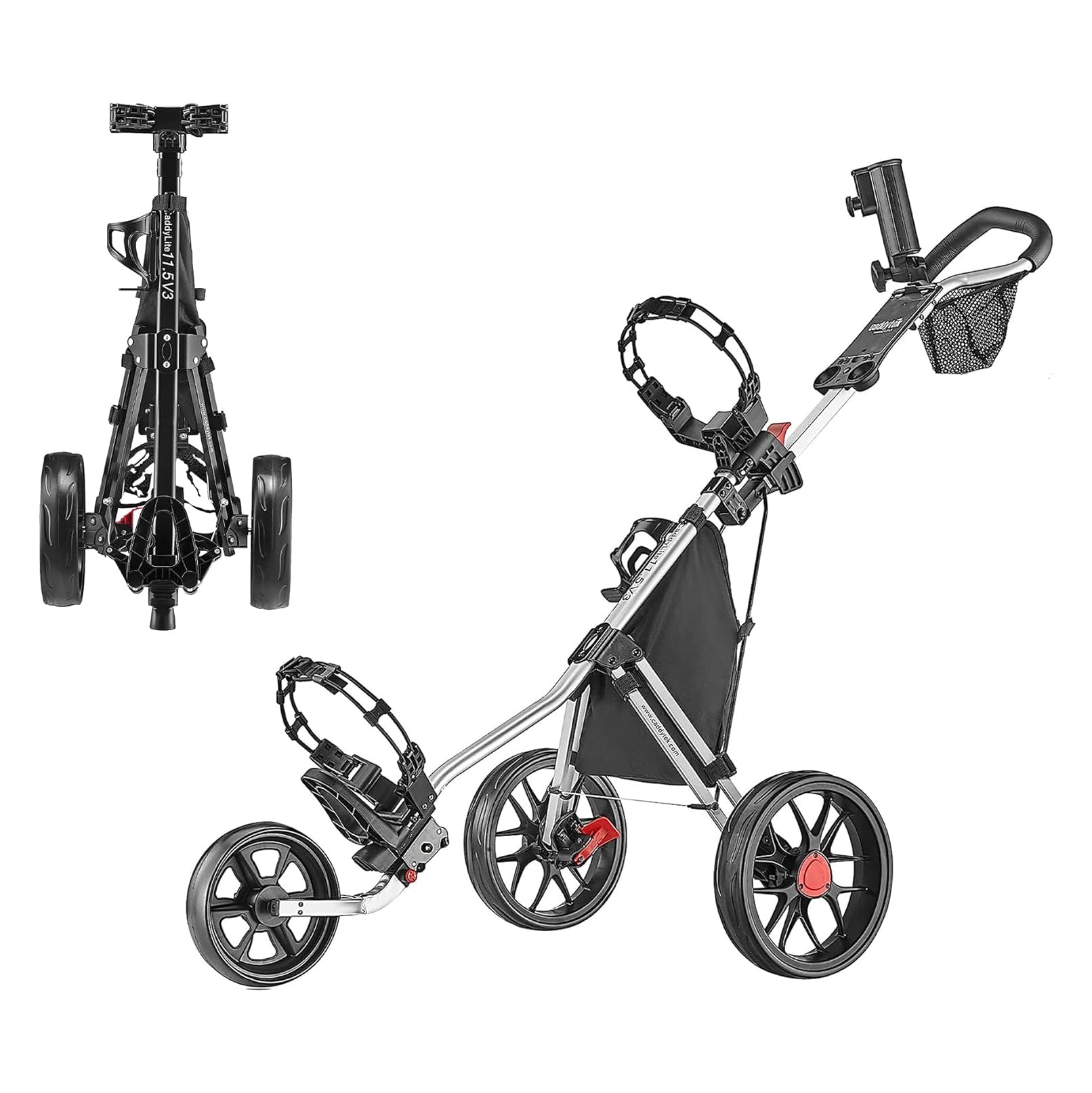 CaddyTek CaddyLite 11.5 V3 ゴルフプッシュカート CaddyLite 11.5 V3 3-Wheel Golf Push Cart - Lightweight & Easy Fold | C