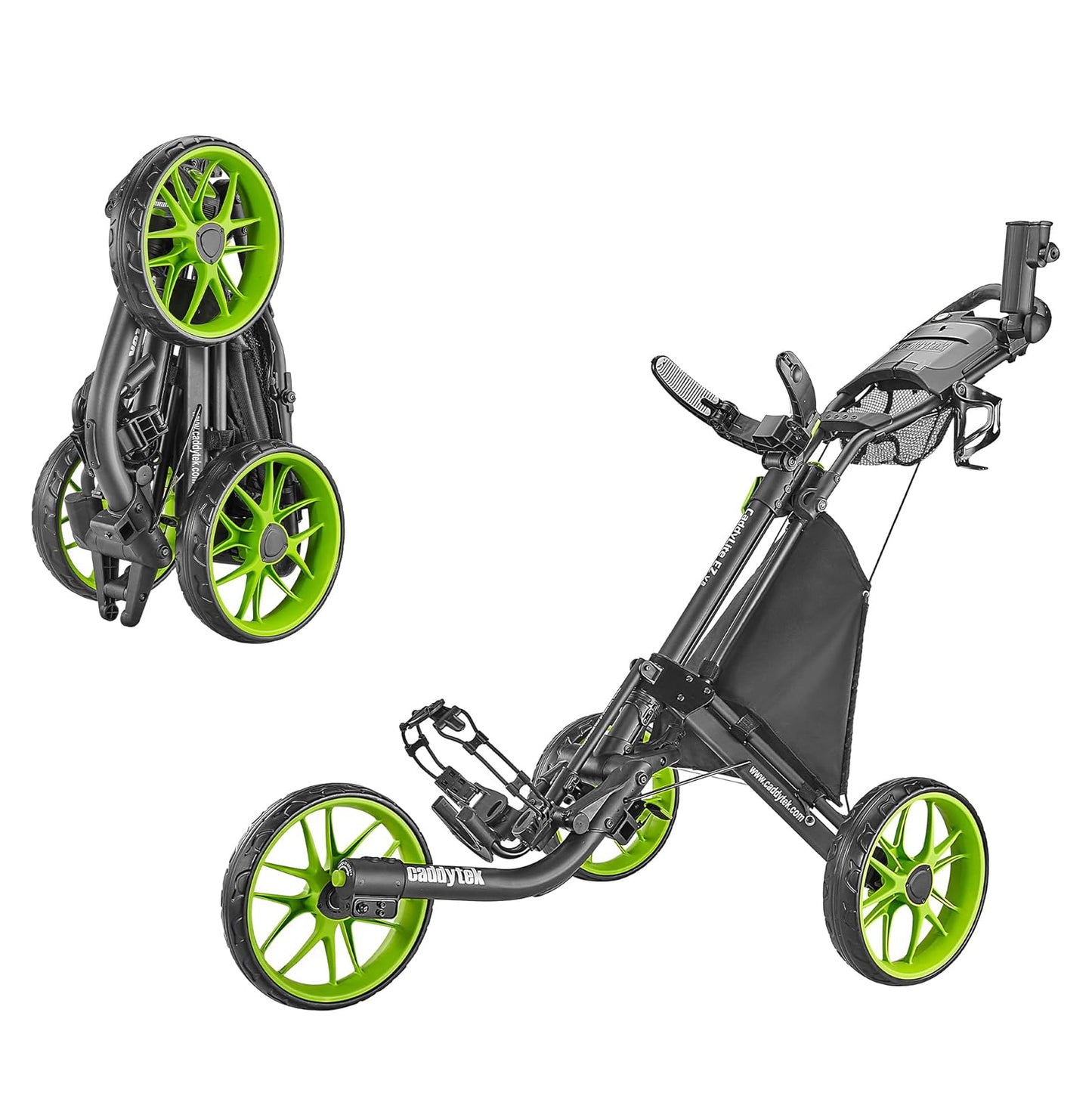 CaddyTek Caddylite EZ V8 Golf Push Cart | EZ-Fold 2-Step Design | Under 18.5 lbs | 3-Wheel