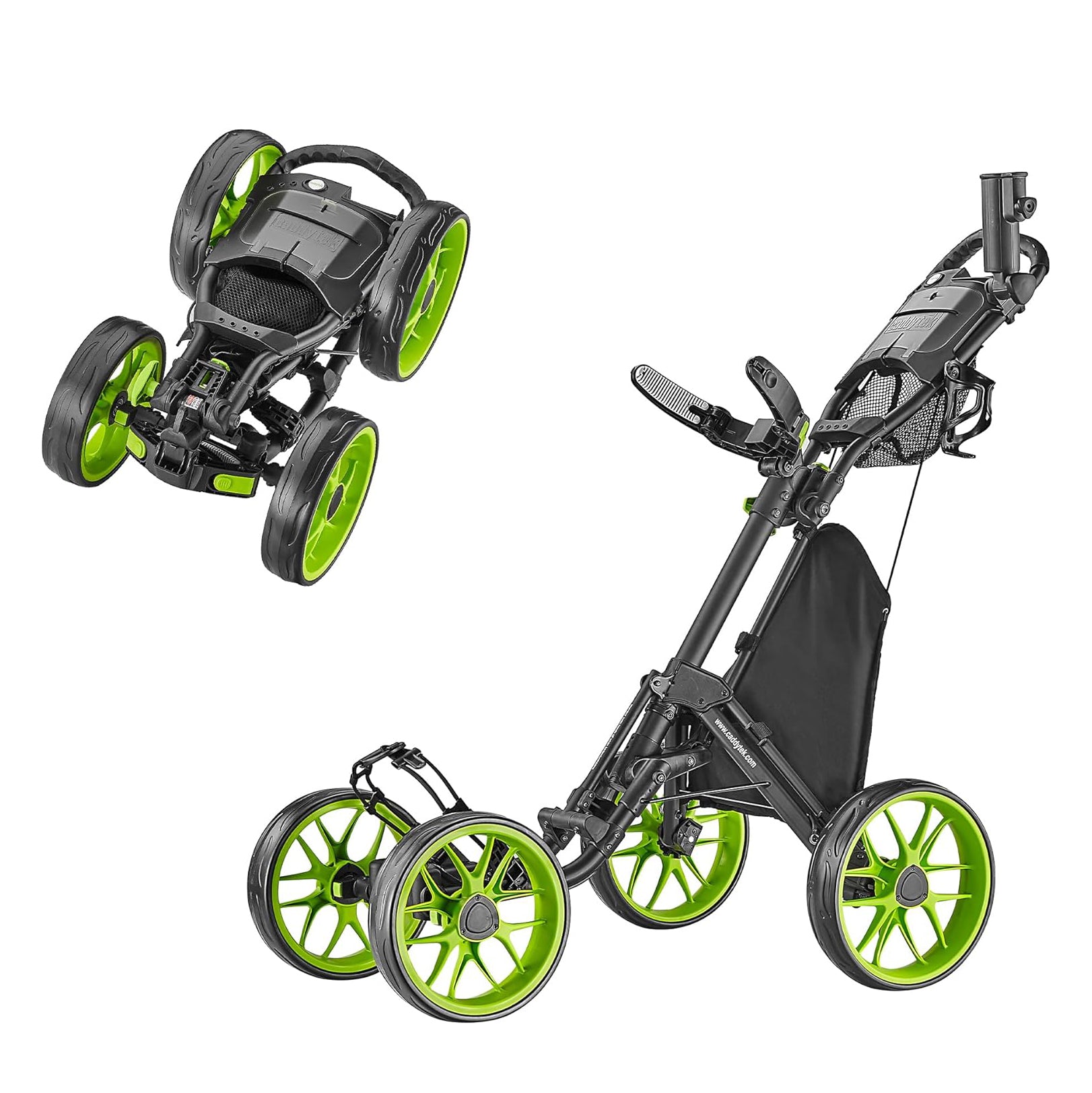 CaddyCruiser ONE V8 4-Wheel Golf Push Cart | Ultra-Lightweight Under 17 lbs | One-Click Folding