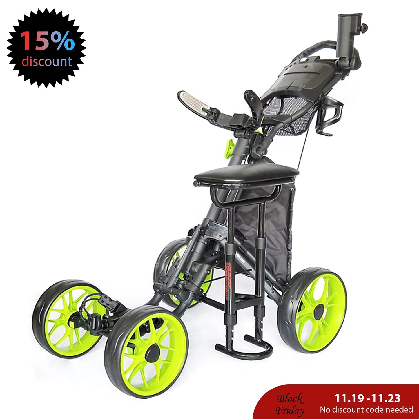 CaddyTek Removable Seat for CaddyCruiser ONE & Swivel ONE | No-Tool Install | Folds With Cart