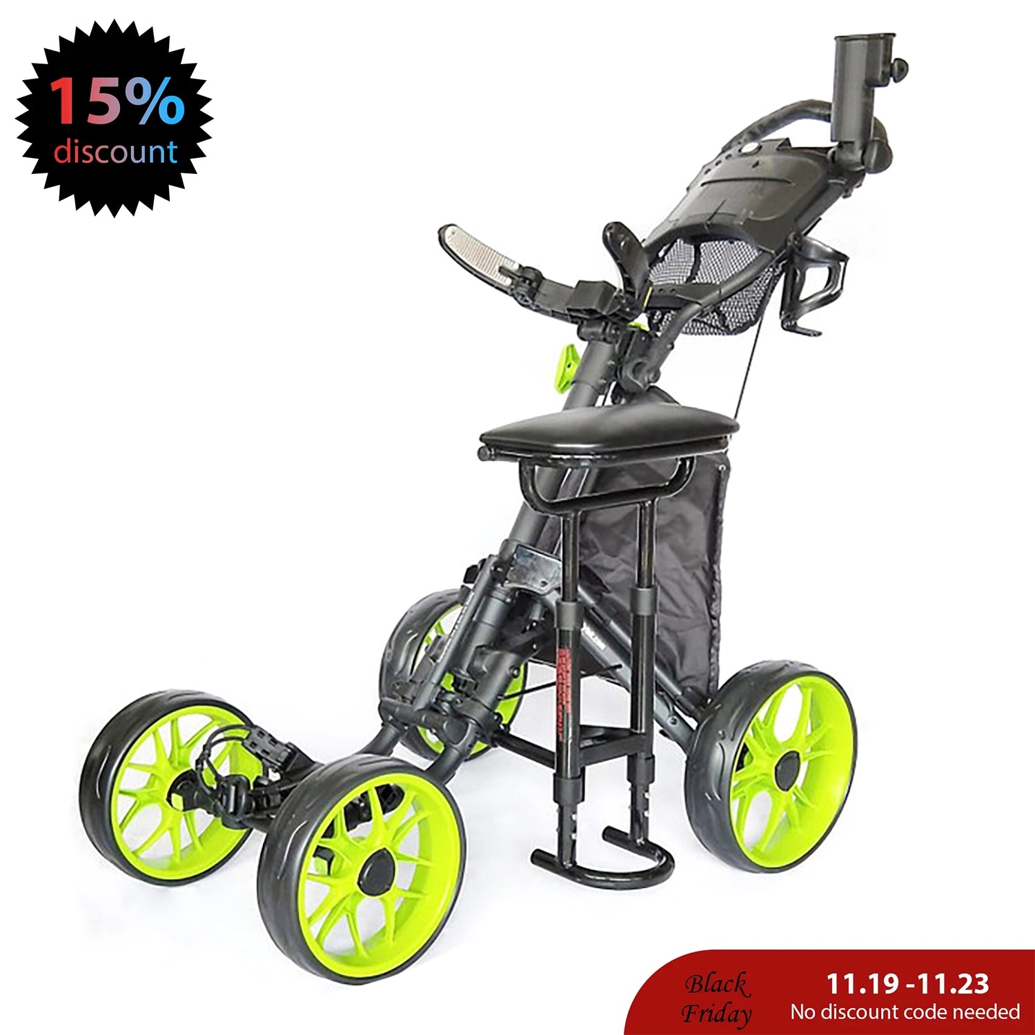 CaddyTek Removable Seat for CaddyCruiser ONE & Swivel ONE | No-Tool Install | Folds With Cart