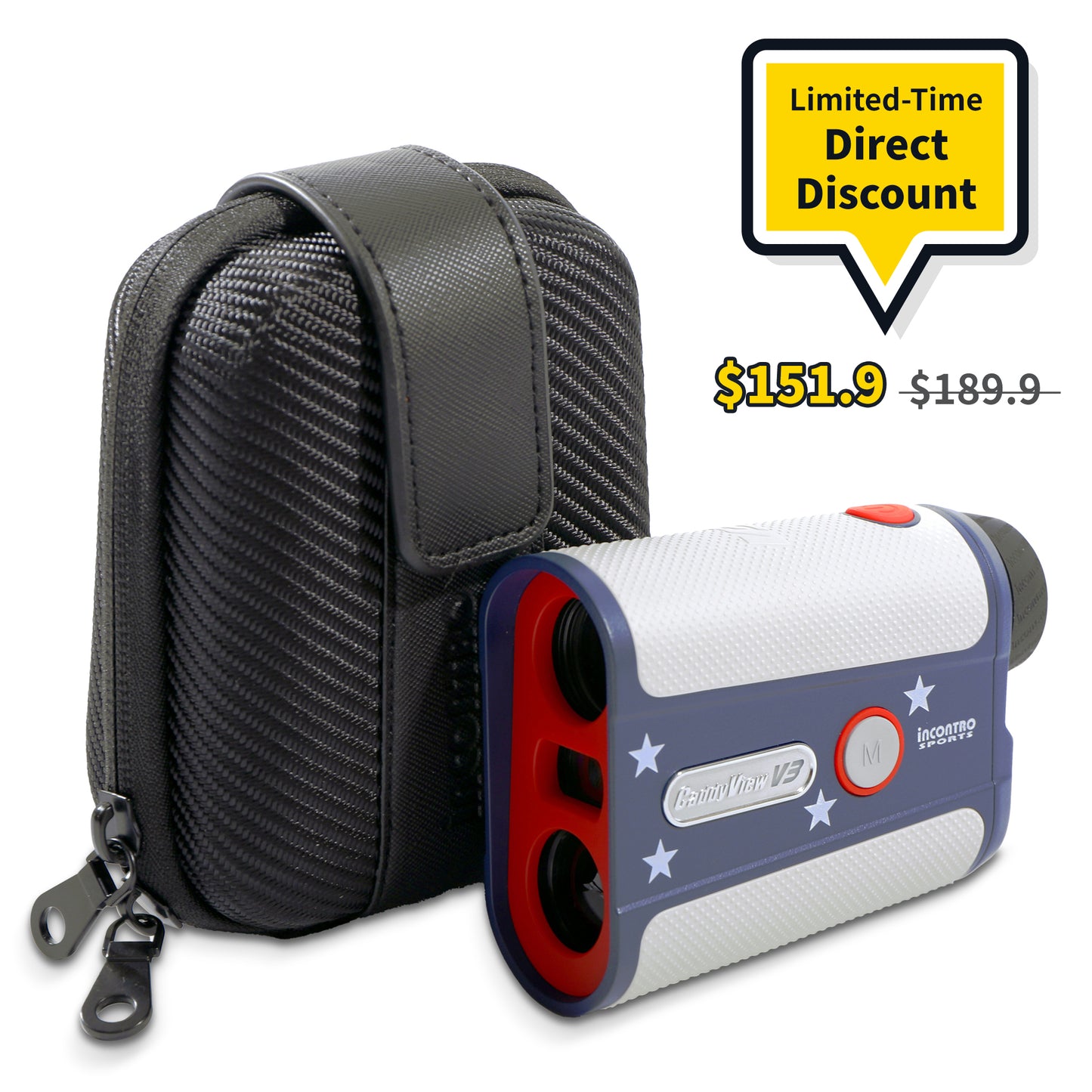 Caddytek New CaddyView V3 Golf Rangefinder (Incontro sports Series) | Pin Validation with Vibration & Slope Switch | 800-Yard Range