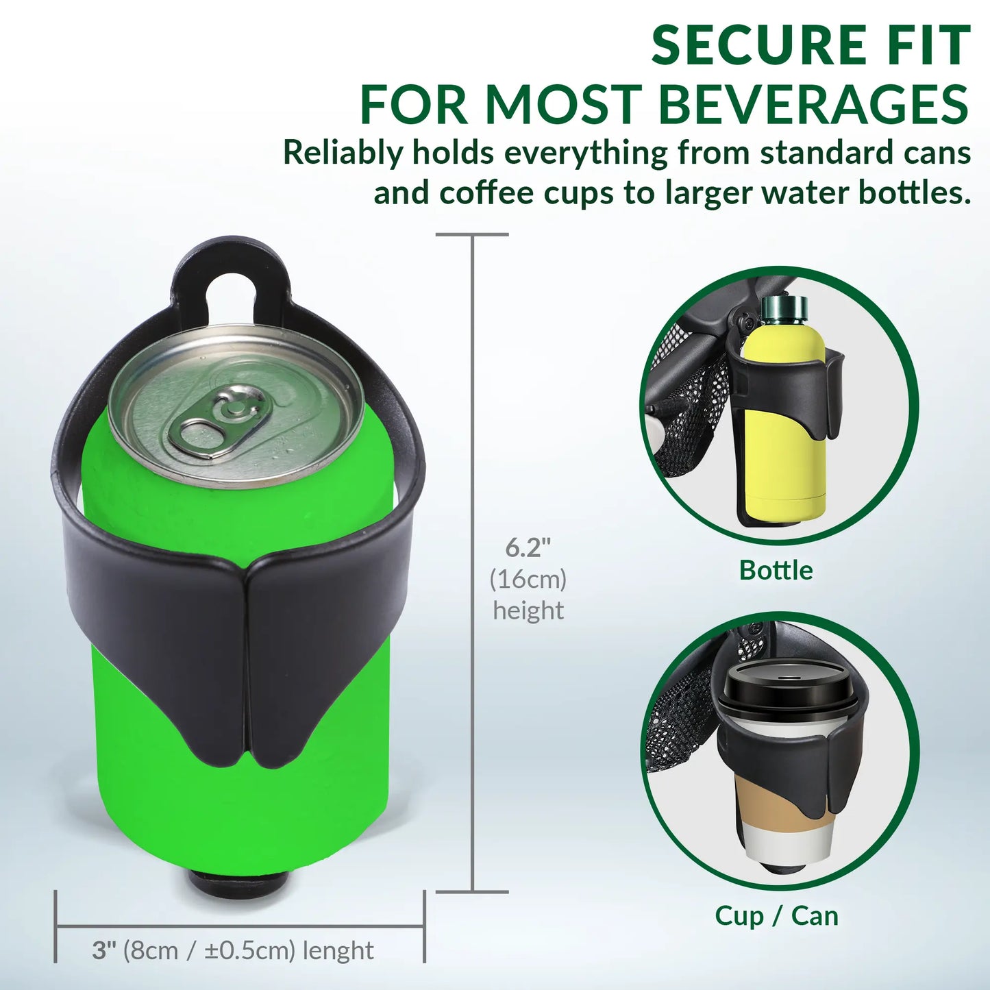 CaddyTek 360° Auto-Leveling Cup Holder | Spill-Proof for Golf Push Carts | Tool-Free Snap-On