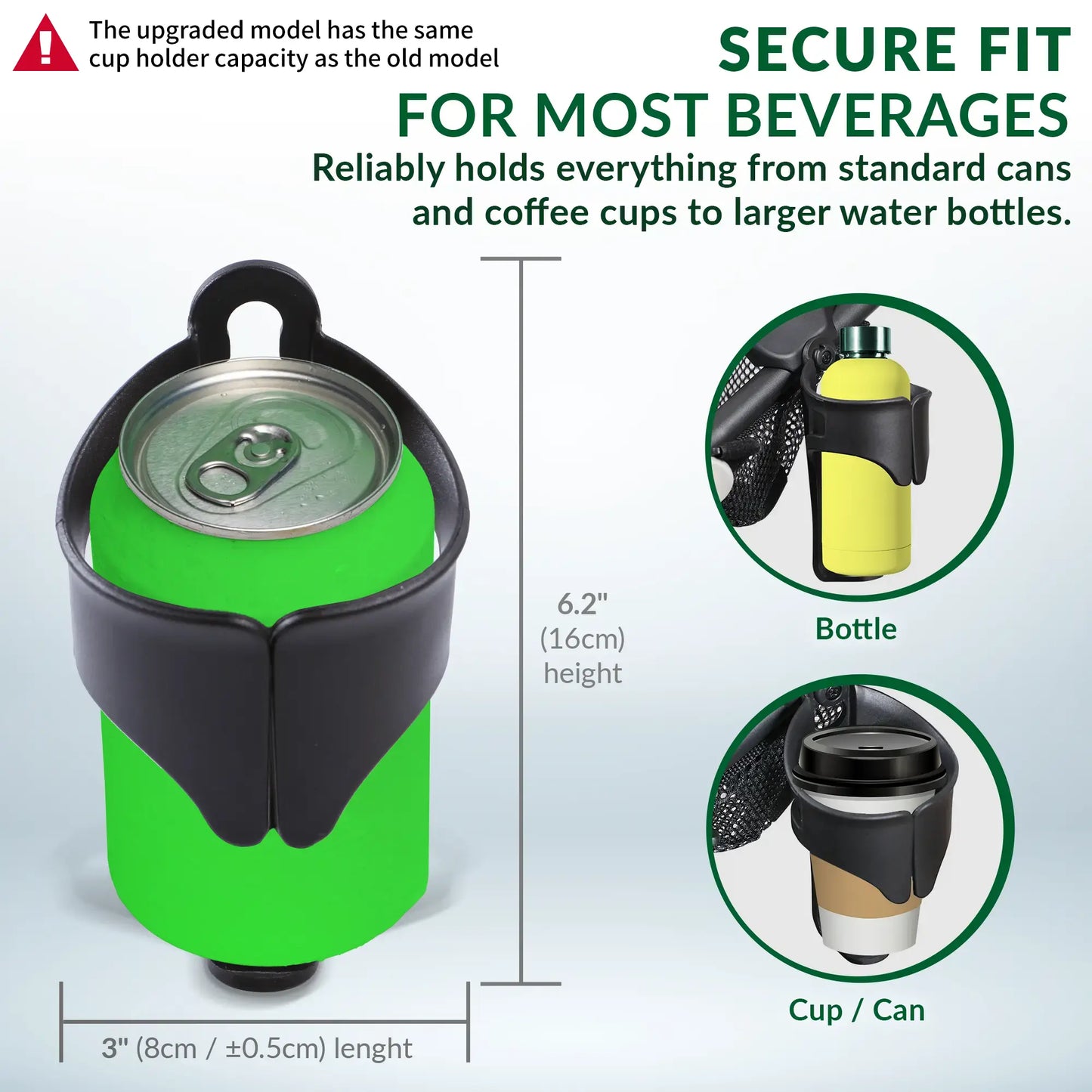 CaddyTek 360° Auto-Leveling Cup Holder | Spill-Proof for Golf Push Carts | Tool-Free Snap-On