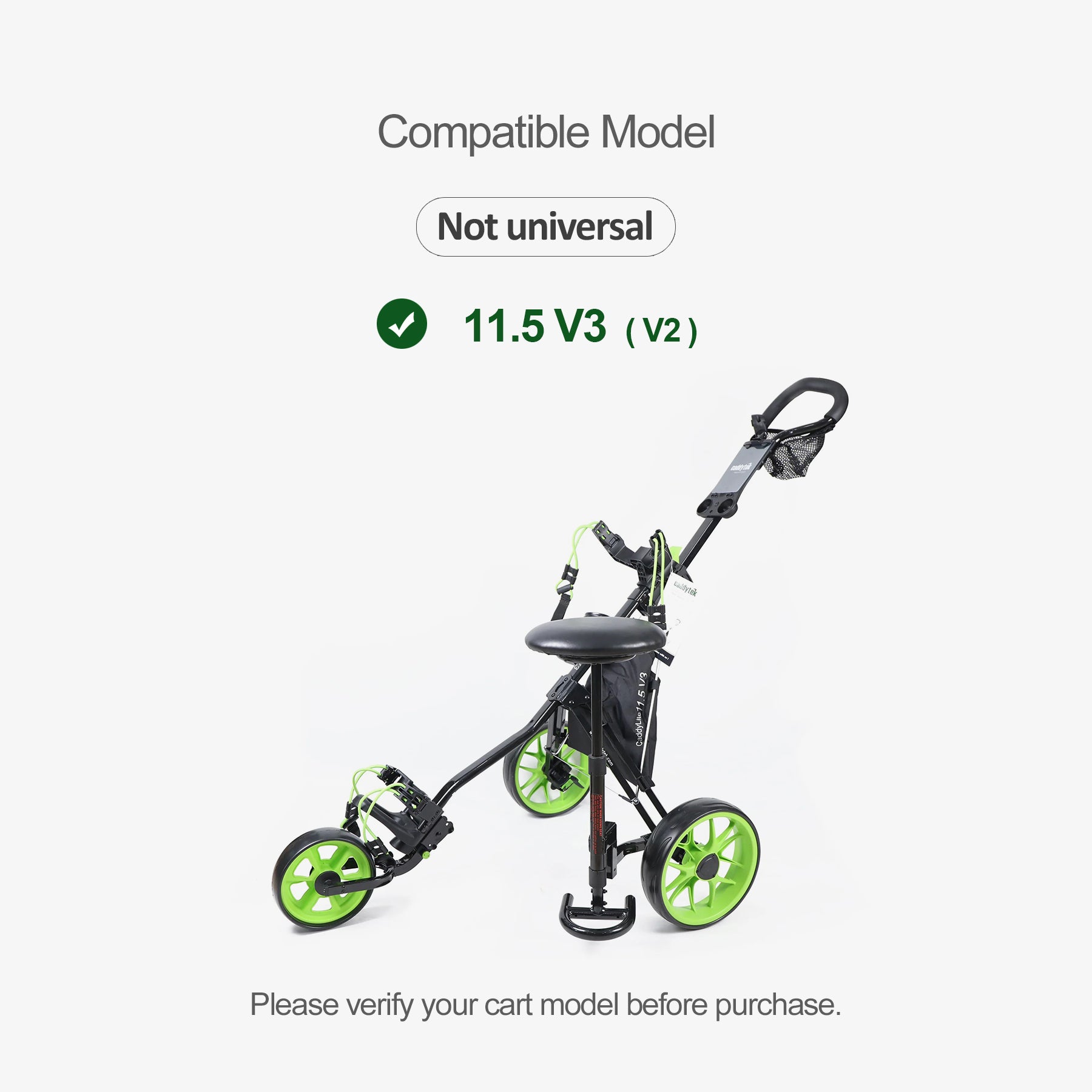 CaddyTek Removable Seat for CaddyLite 11.5 Series | Bracket Stays On When Folded | Ultra-Lightweight