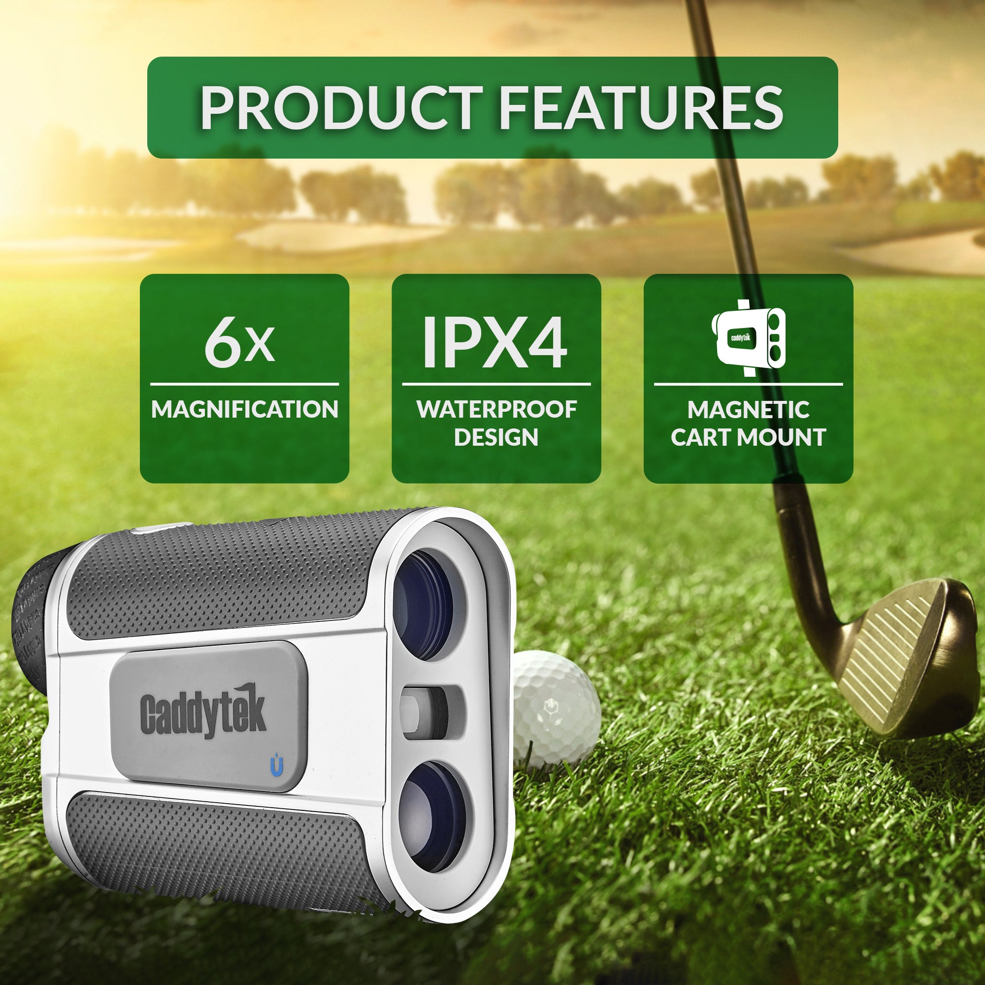 Caddytek CaddyView V3 Golf Rangefinder | Slope Switch & Pin Validation | 800-Yard Range with Magnet