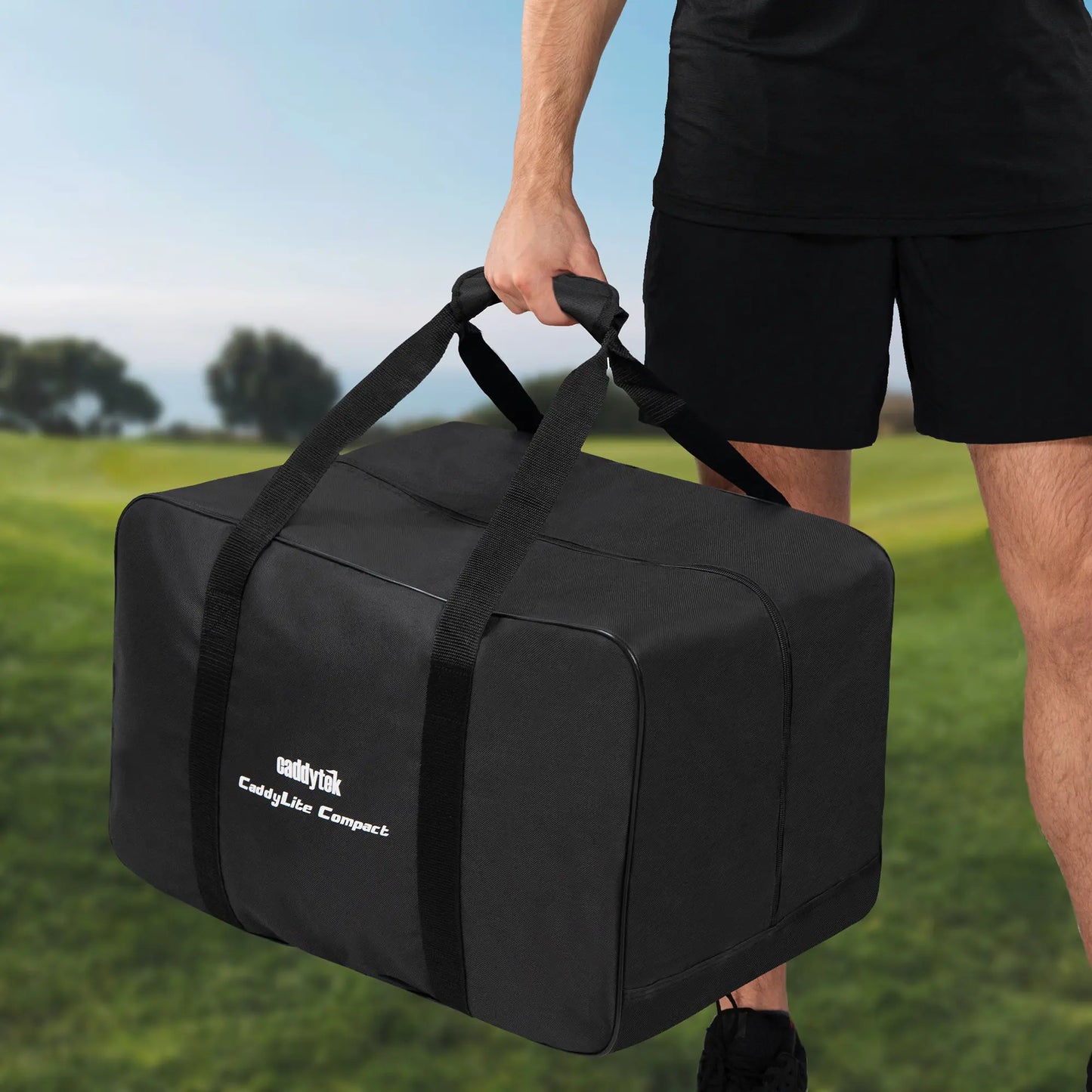 CaddyTek Push Cart Carry Bag | Waterproof Storage & Travel Case for Compact Carts, Black