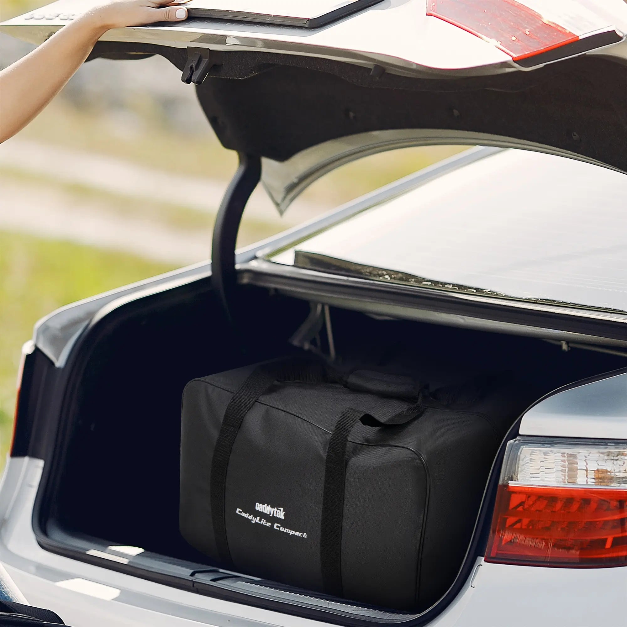 CaddyTek Push Cart Carry Bag | Waterproof Storage & Travel Case for Compact Carts, Black