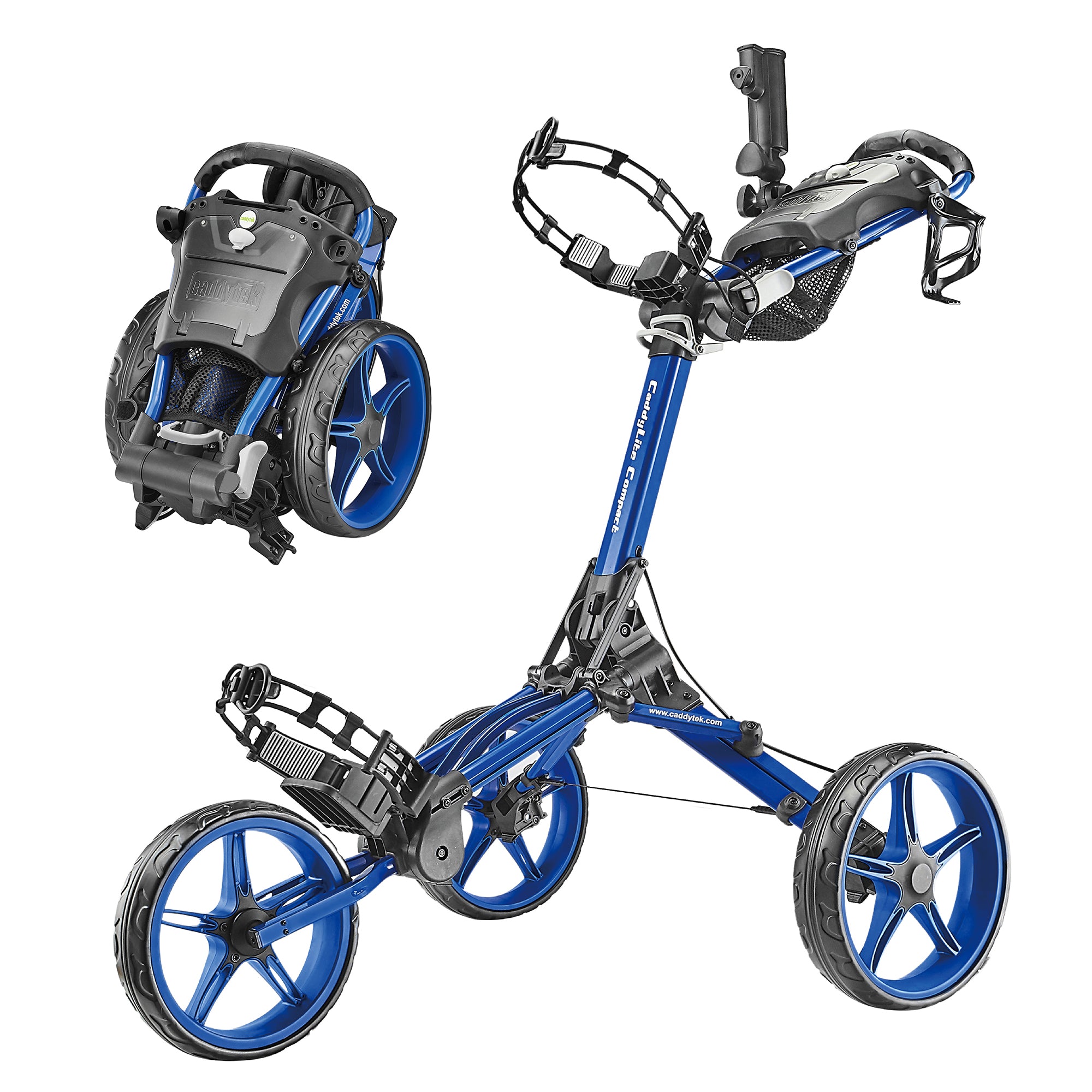Caddytek CaddyLite Compact Golf Push Cart | Semi-Auto One-Click Fold | Widest 32" Stability Base