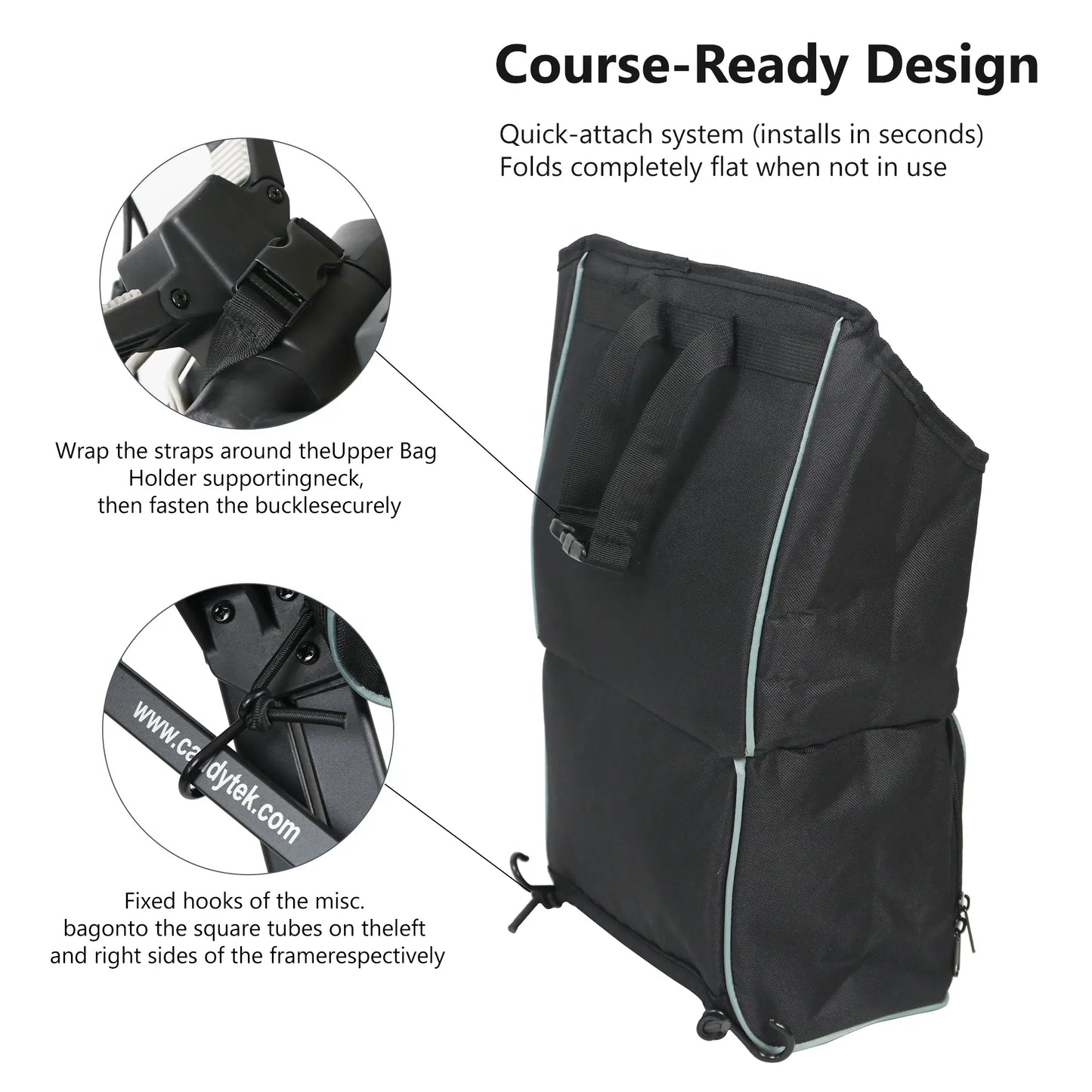 CaddyLite Universal Cooler & Storage Bag for Golf Push Carts | 6-Can Insulated Compartment | Fits Auto+360 & Compact