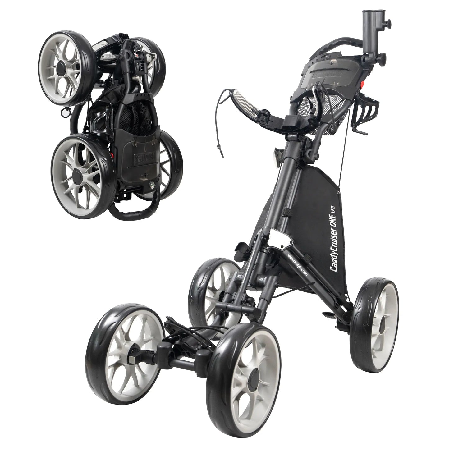 ゴルフカート 4輪　CaddyTek CaddyCruiser ONE V8 4-Wheel Golf Push Cart | Ultra-Lightweight Under 1
