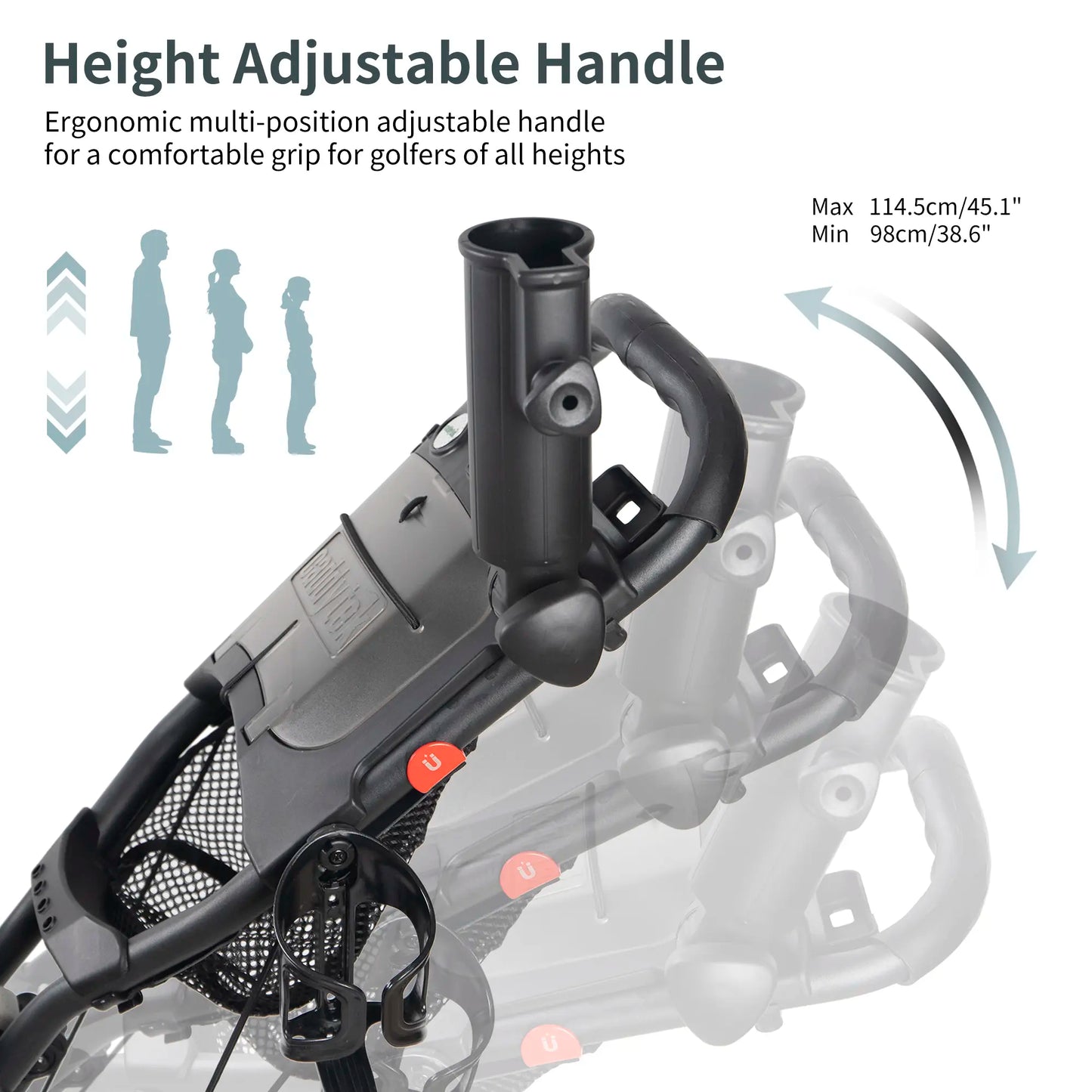 CaddyCruiser ONE V8 4-Wheel Golf Push Cart | Ultra-Lightweight Under 17 lbs | One-Click Folding