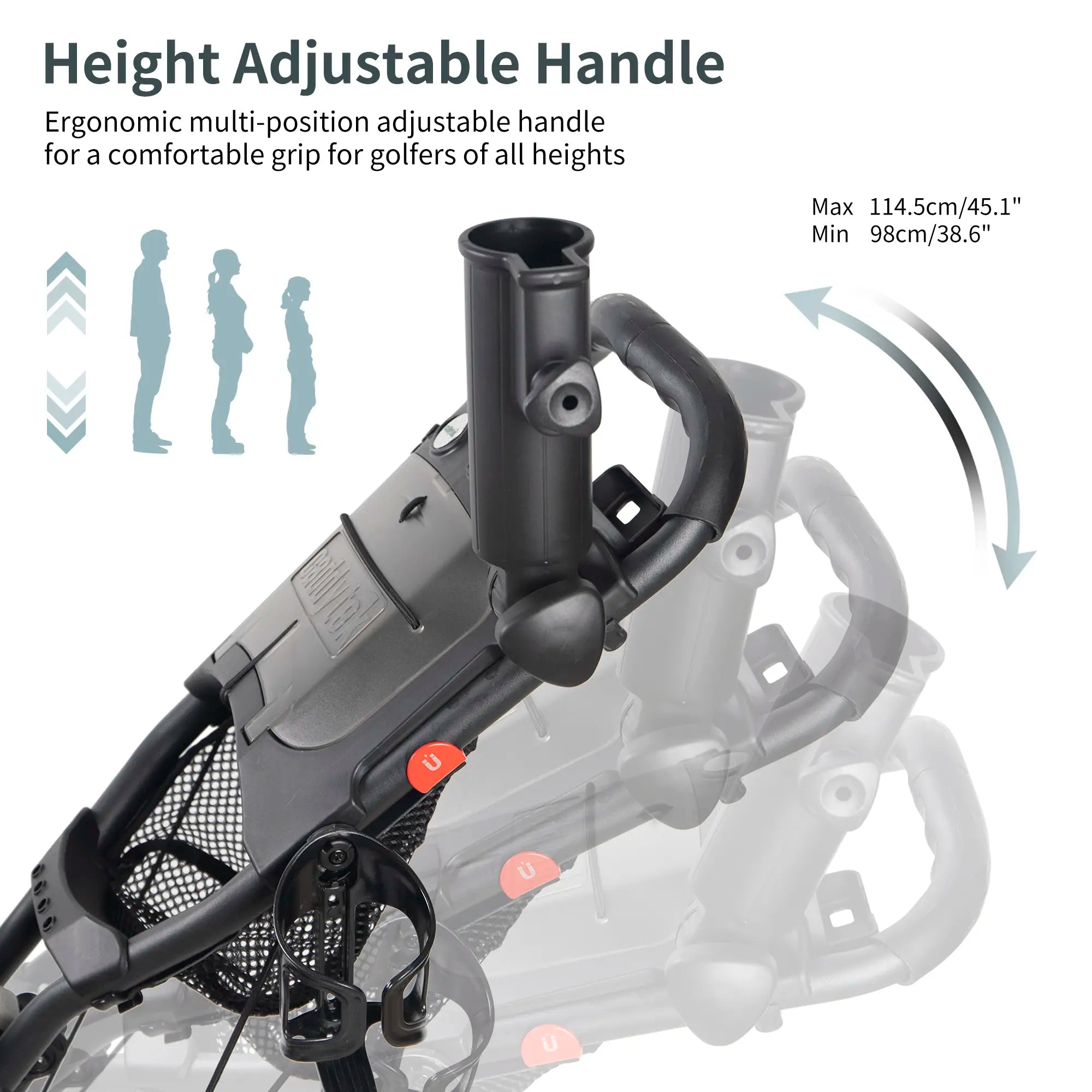 CaddyCruiser ONE V8 4-Wheel Golf Push Cart | Ultra-Lightweight Under 17 lbs | One-Click Folding