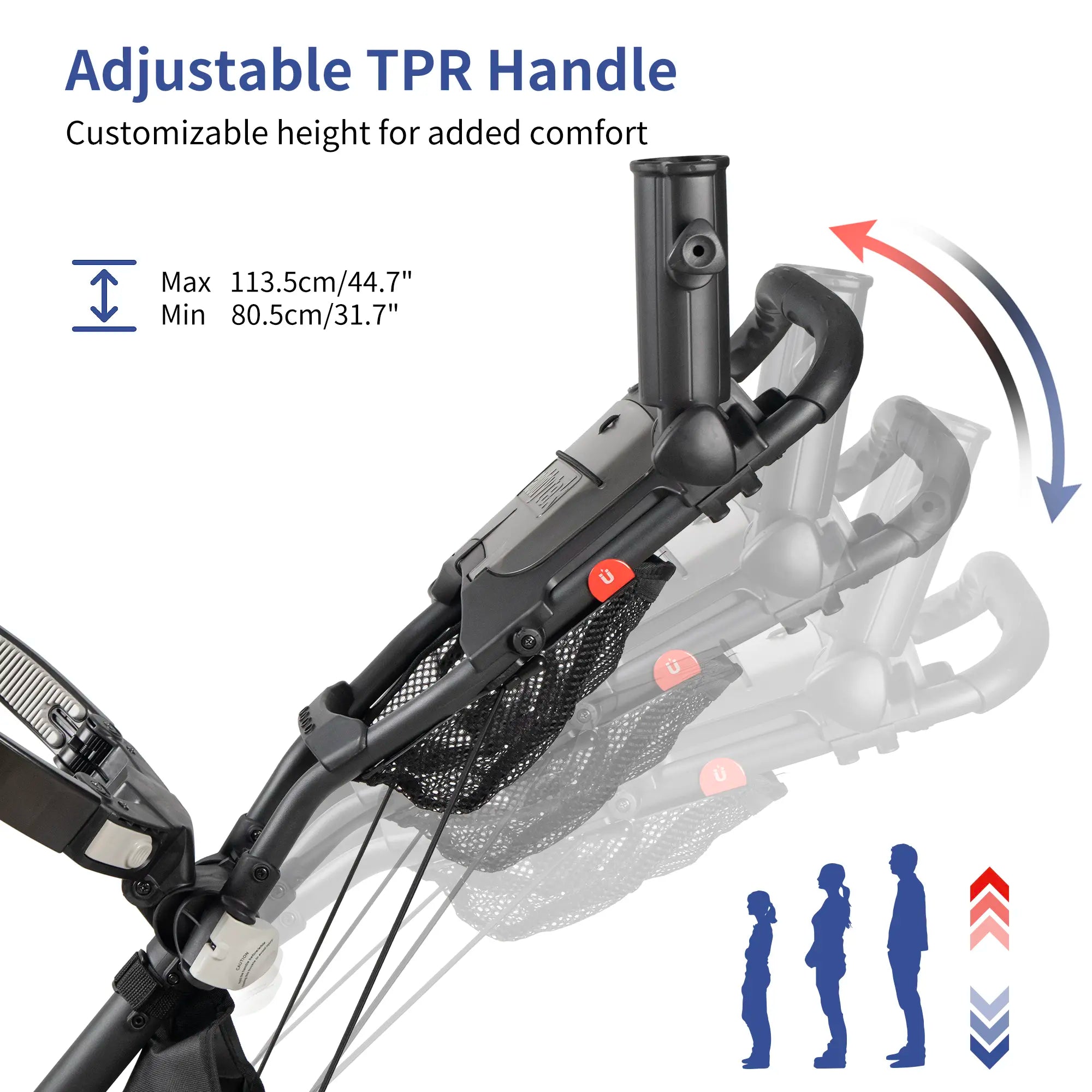 CaddyTek Explorer V8 Golf Push Cart | 2-Step Folding & Adjustable Front Wheels | Wide Stability Base